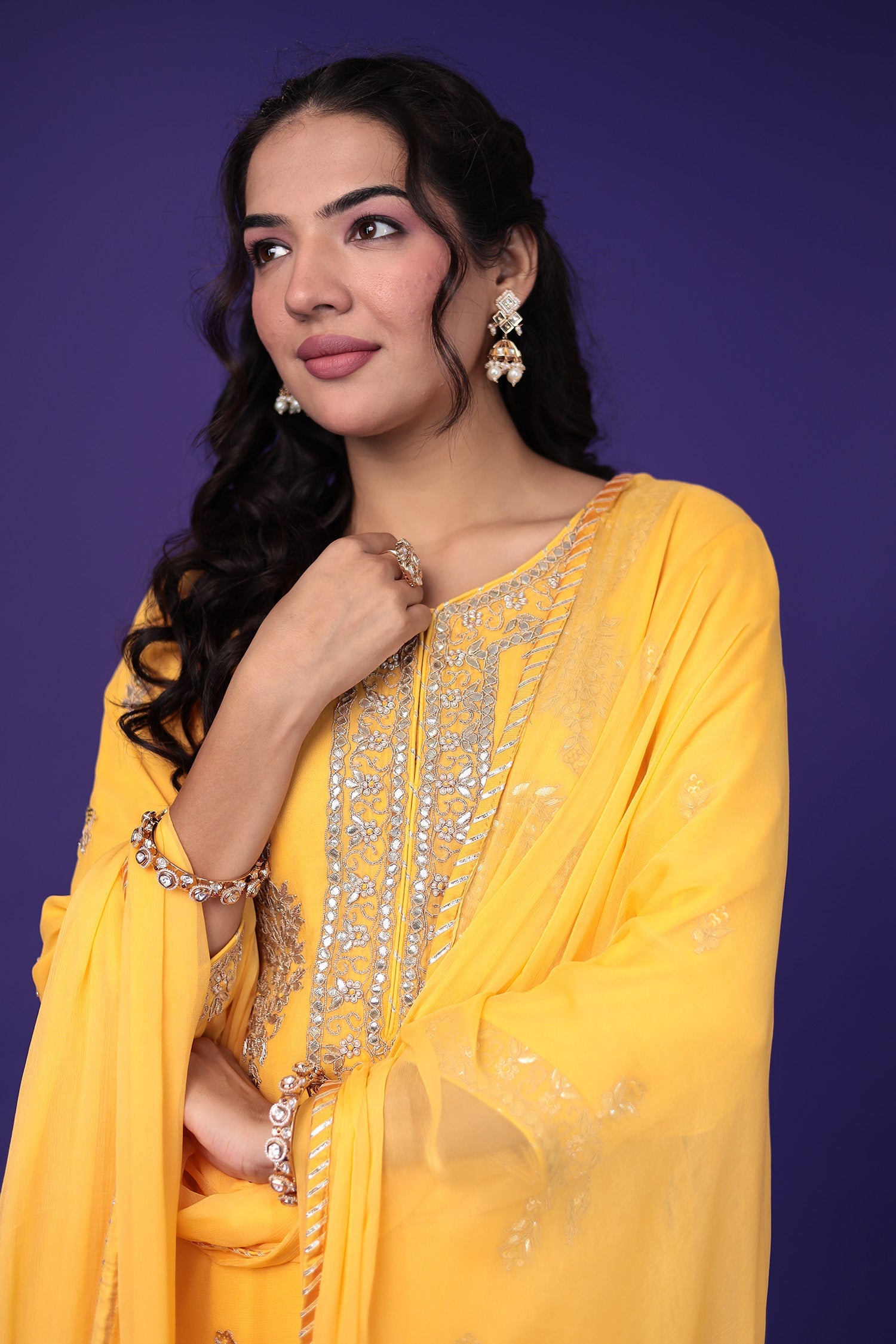 Georgette Sharara Suit with Dori and Gota Patti work