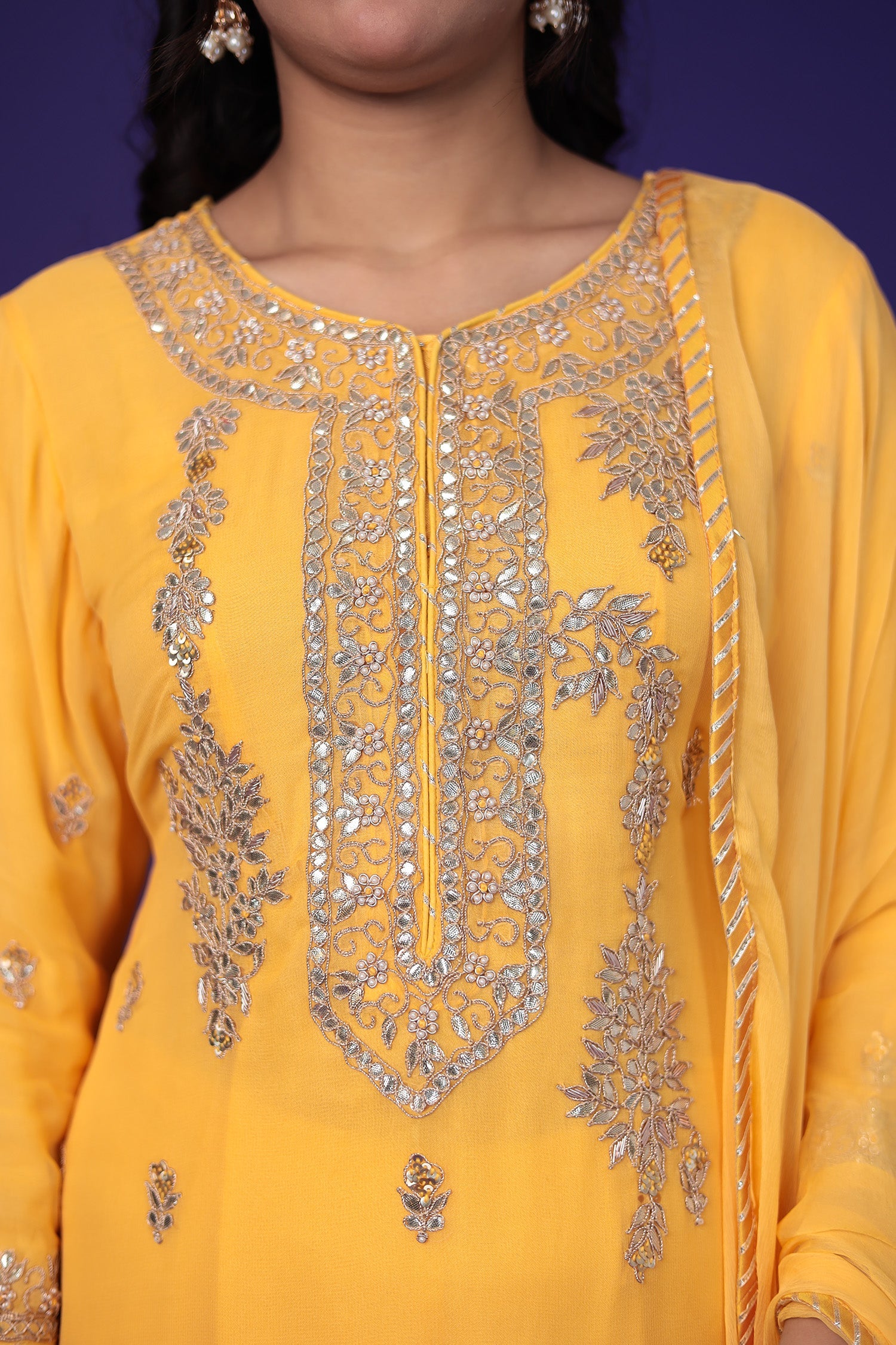Georgette Sharara Suit with Dori and Gota Patti work