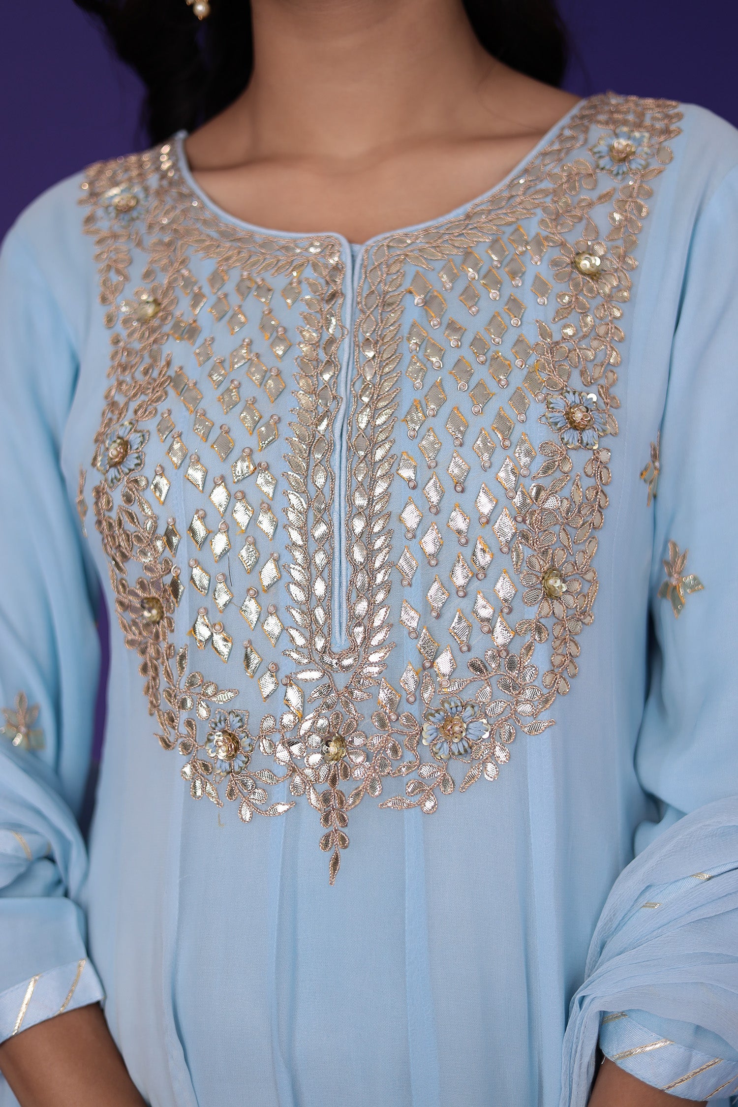 Anarkali Georgette Suit with Dori and Gota Patti work