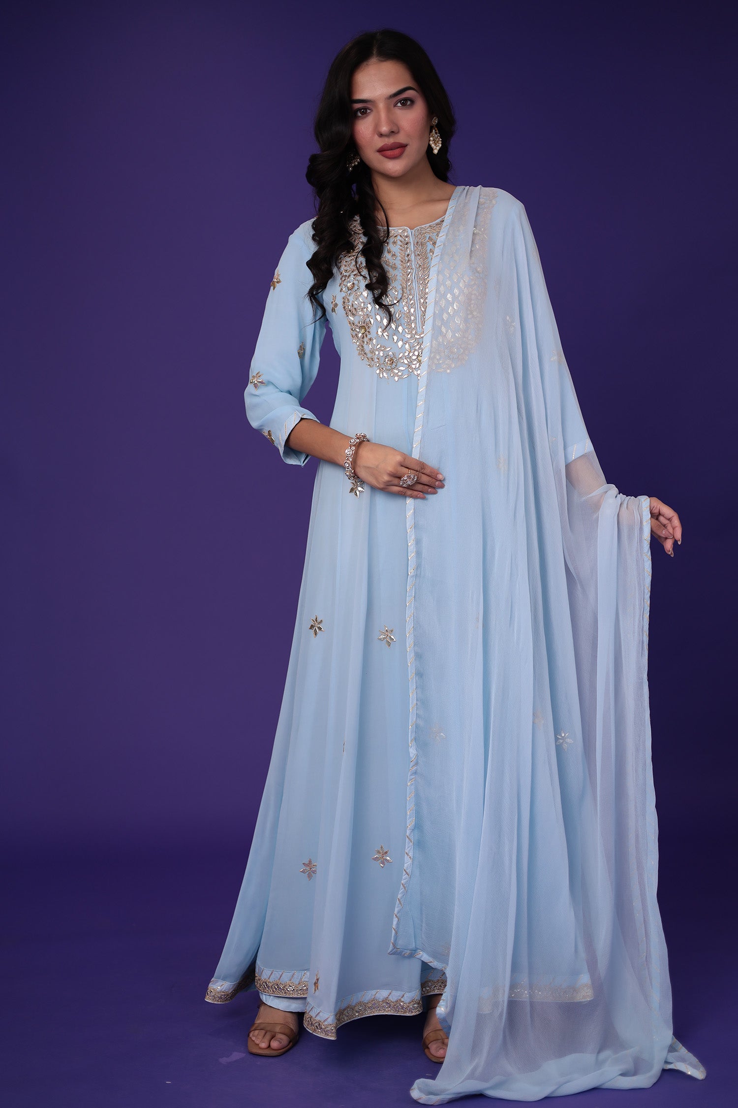 Anarkali Georgette Suit with Dori and Gota Patti work