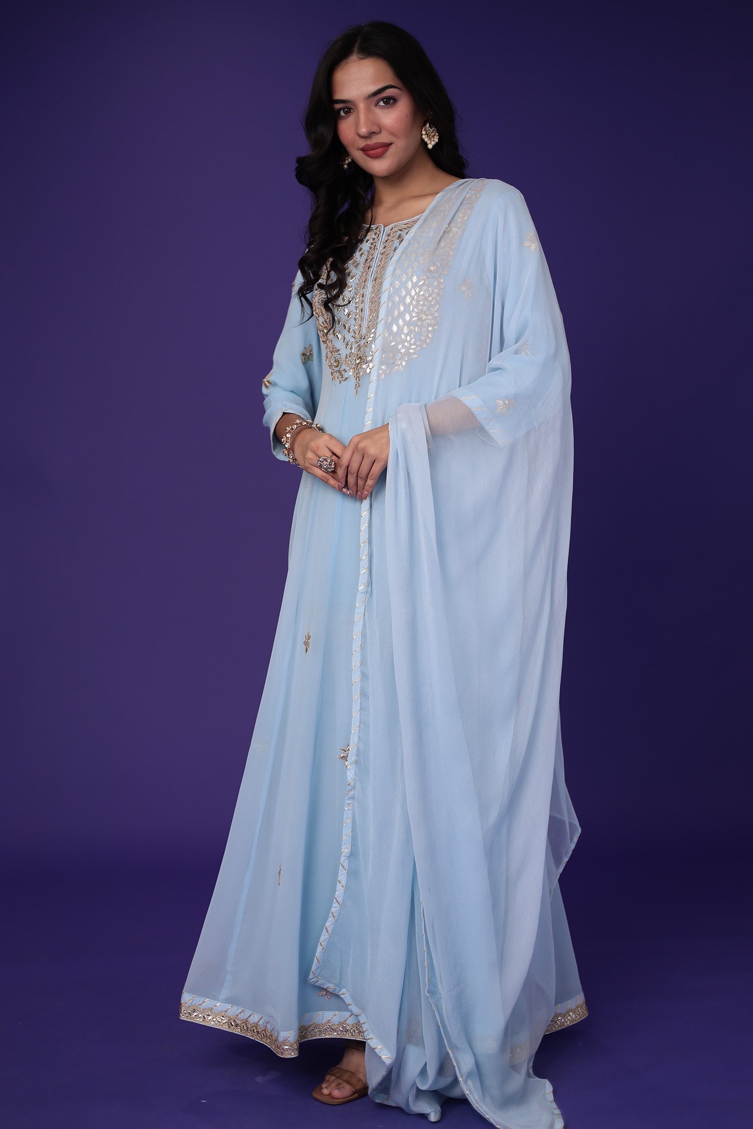 Anarkali Georgette Suit with Dori and Gota Patti work