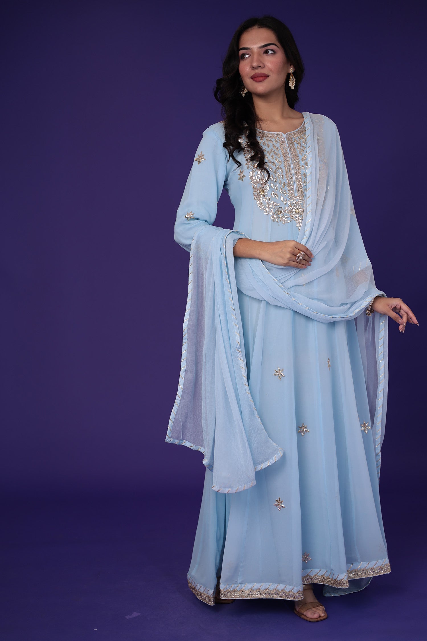 Anarkali Georgette Suit with Dori and Gota Patti work