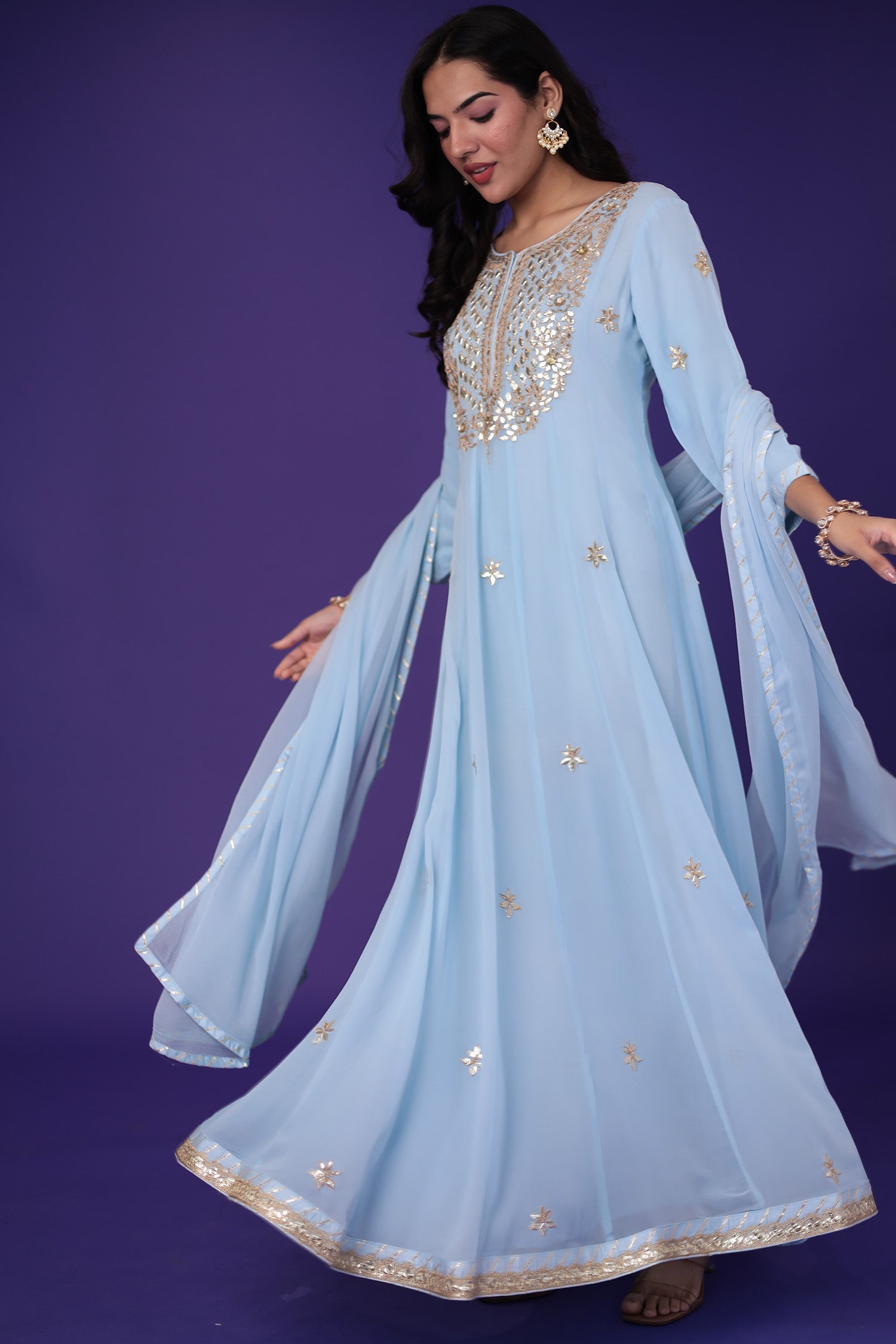 Anarkali Georgette Suit with Dori and Gota Patti work