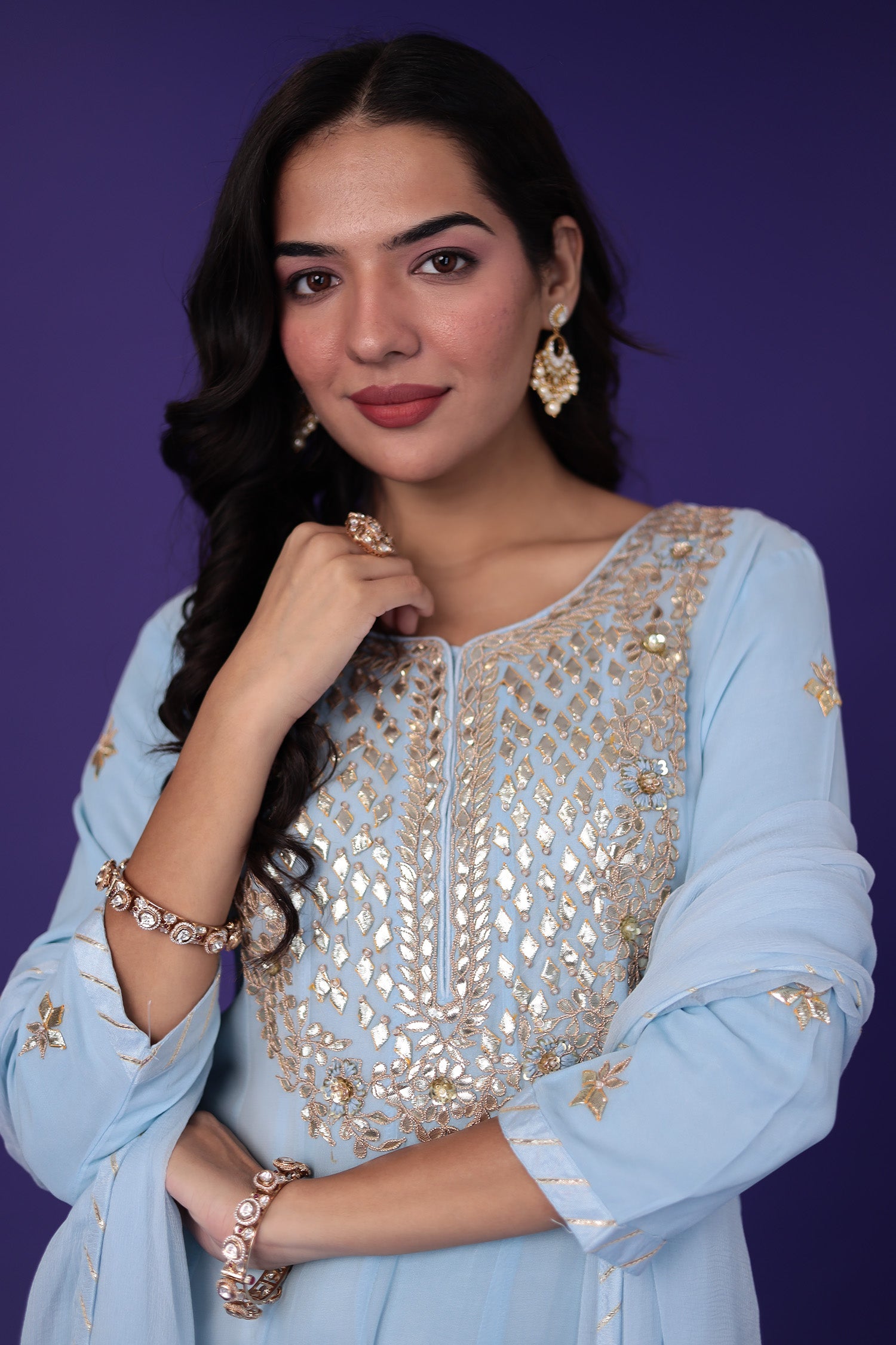 Anarkali Georgette Suit with Dori and Gota Patti work