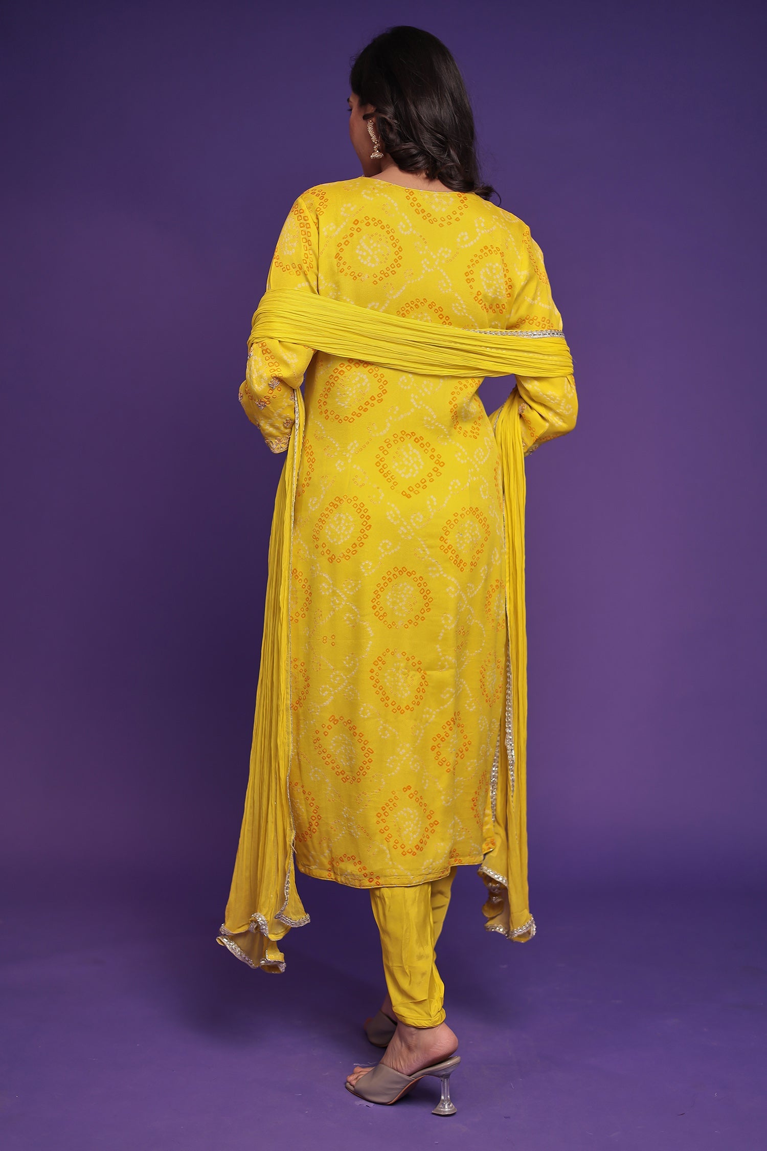 Bandhej Georgette Suit Embroidered with Gota Patti work