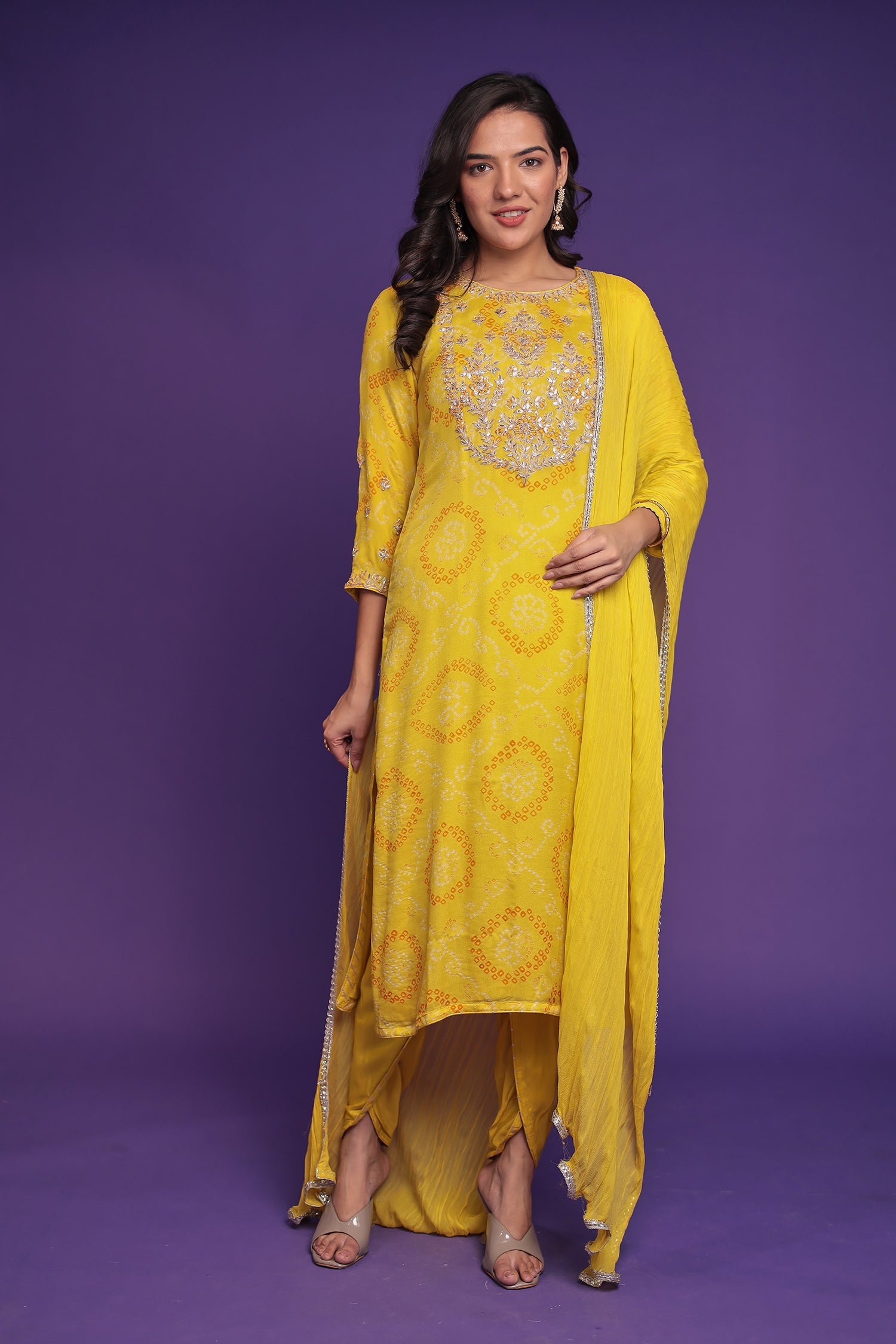 Bandhej Georgette Suit Embroidered with Gota Patti work