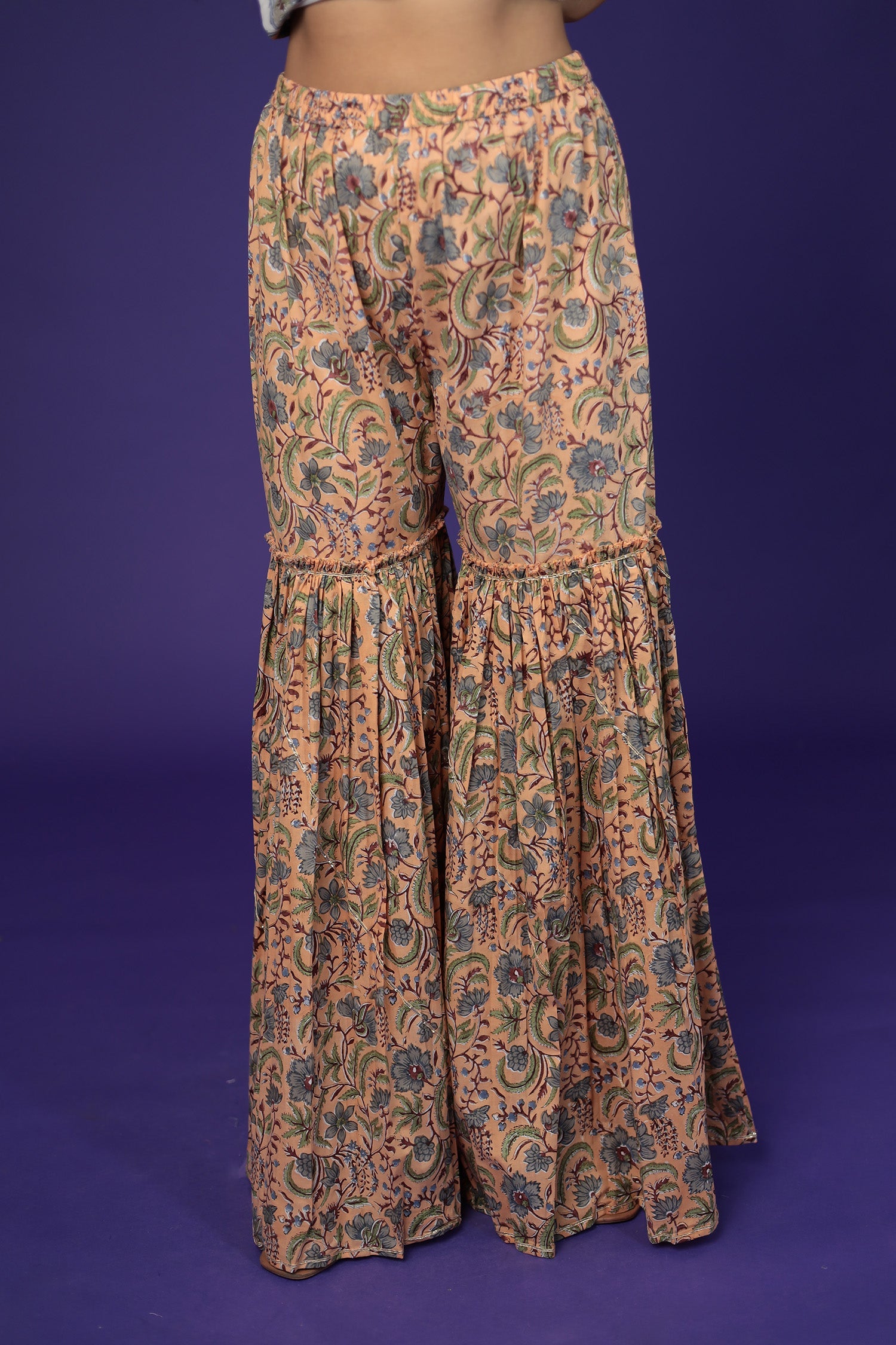 Printed Chanderi Suit with Embroidered work