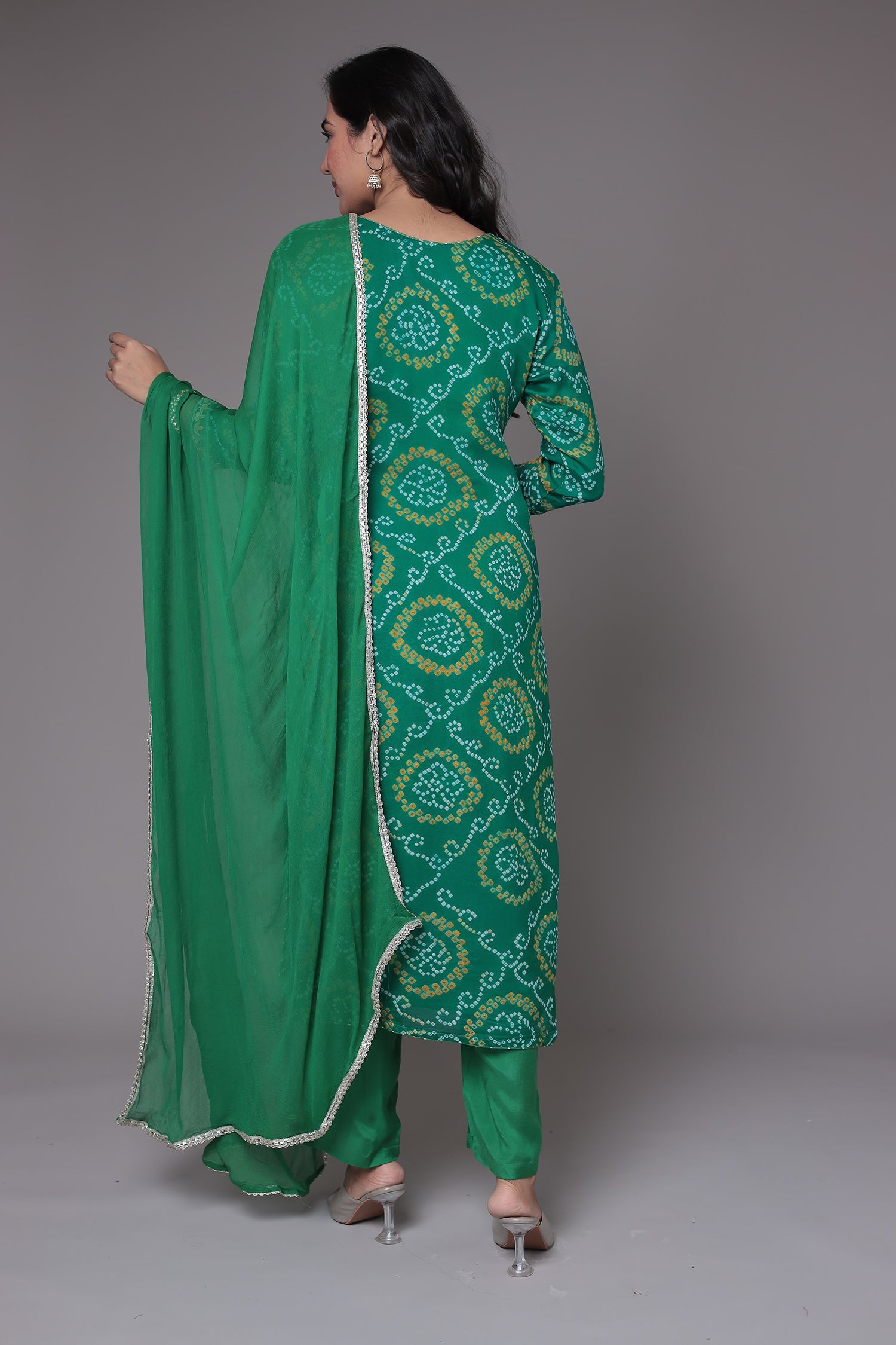 Bandhej Georgette Suit Embroidered with Gota Patti and Zardozi work