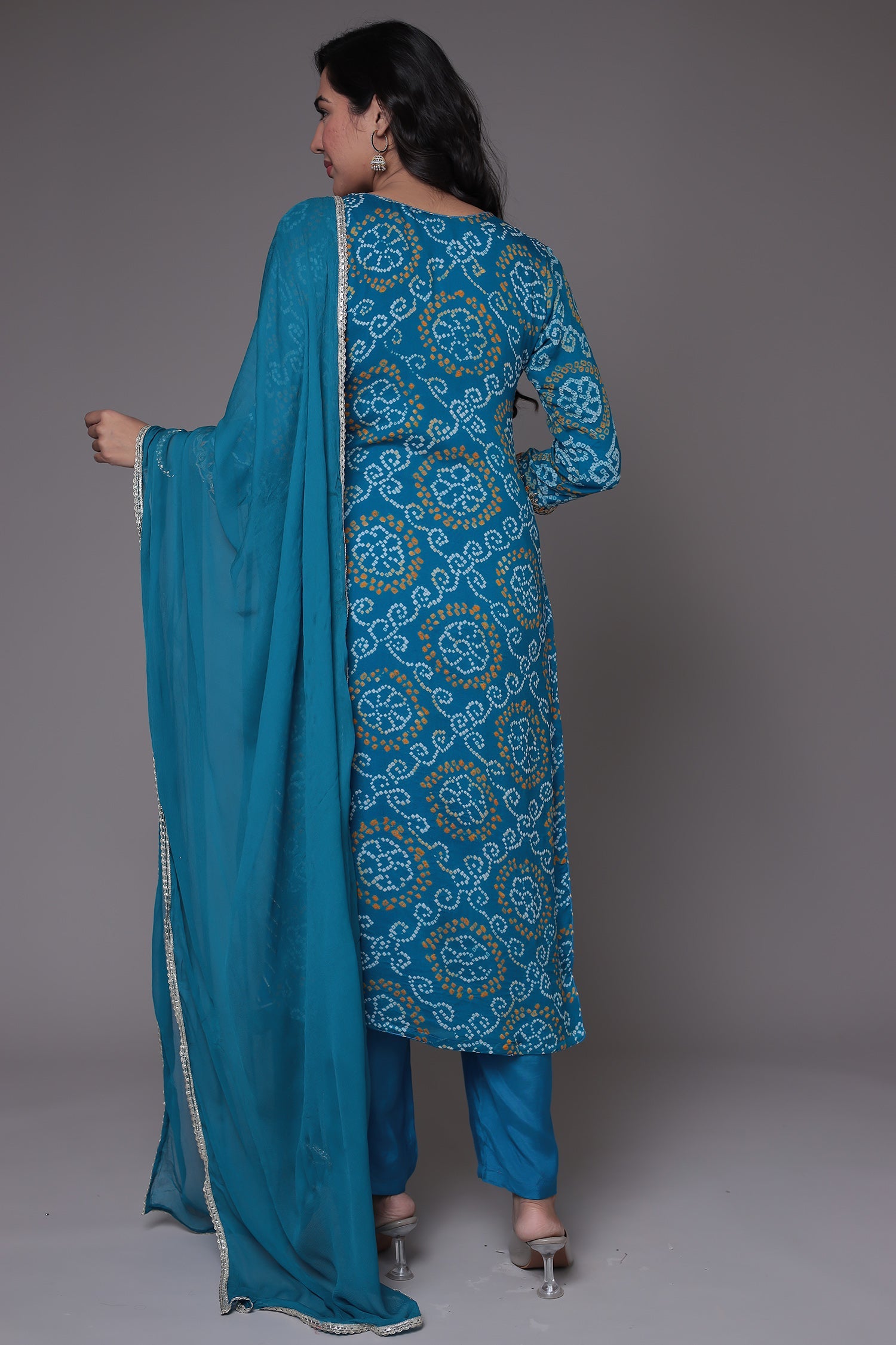 Bandhej Georgette Suit Embroidered with Gota Patti and Zardozi work