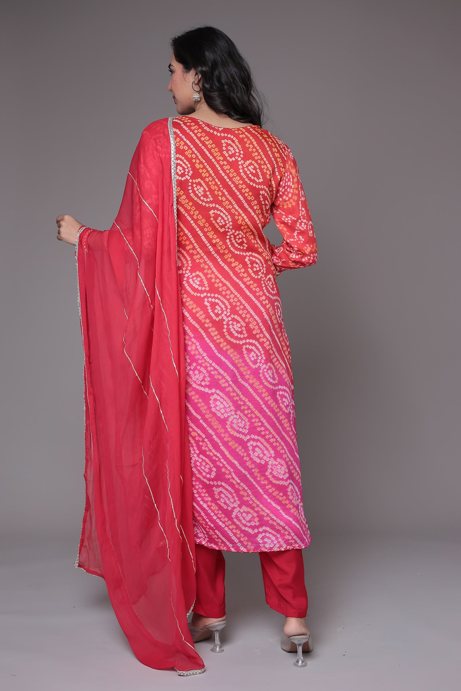 Bandhej Georgette Suit Embroidered with Gota Patti and Zardozi work