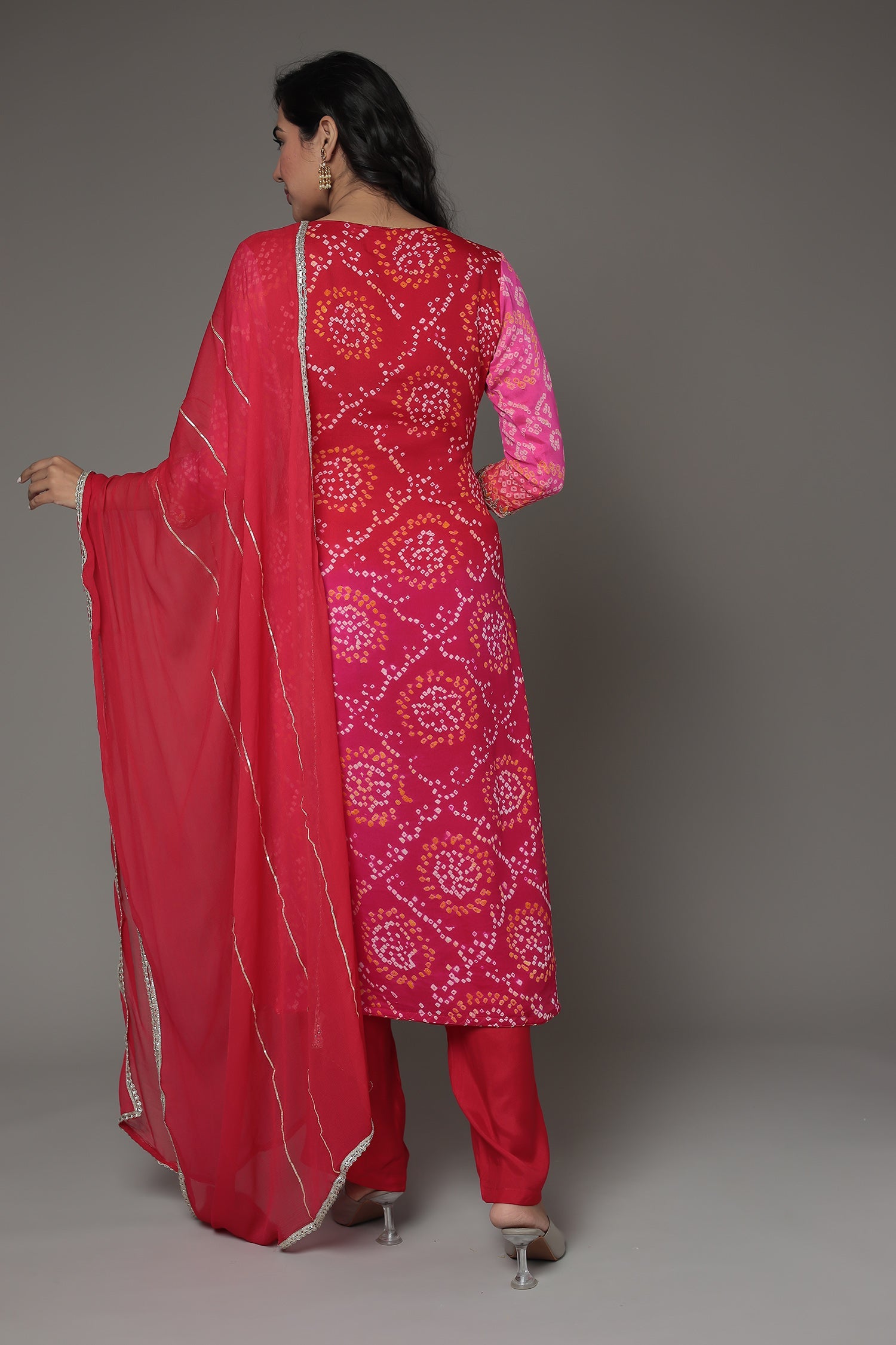 Bandhej Georgette Suit Embroidered with Gota Patti and Zardozi work