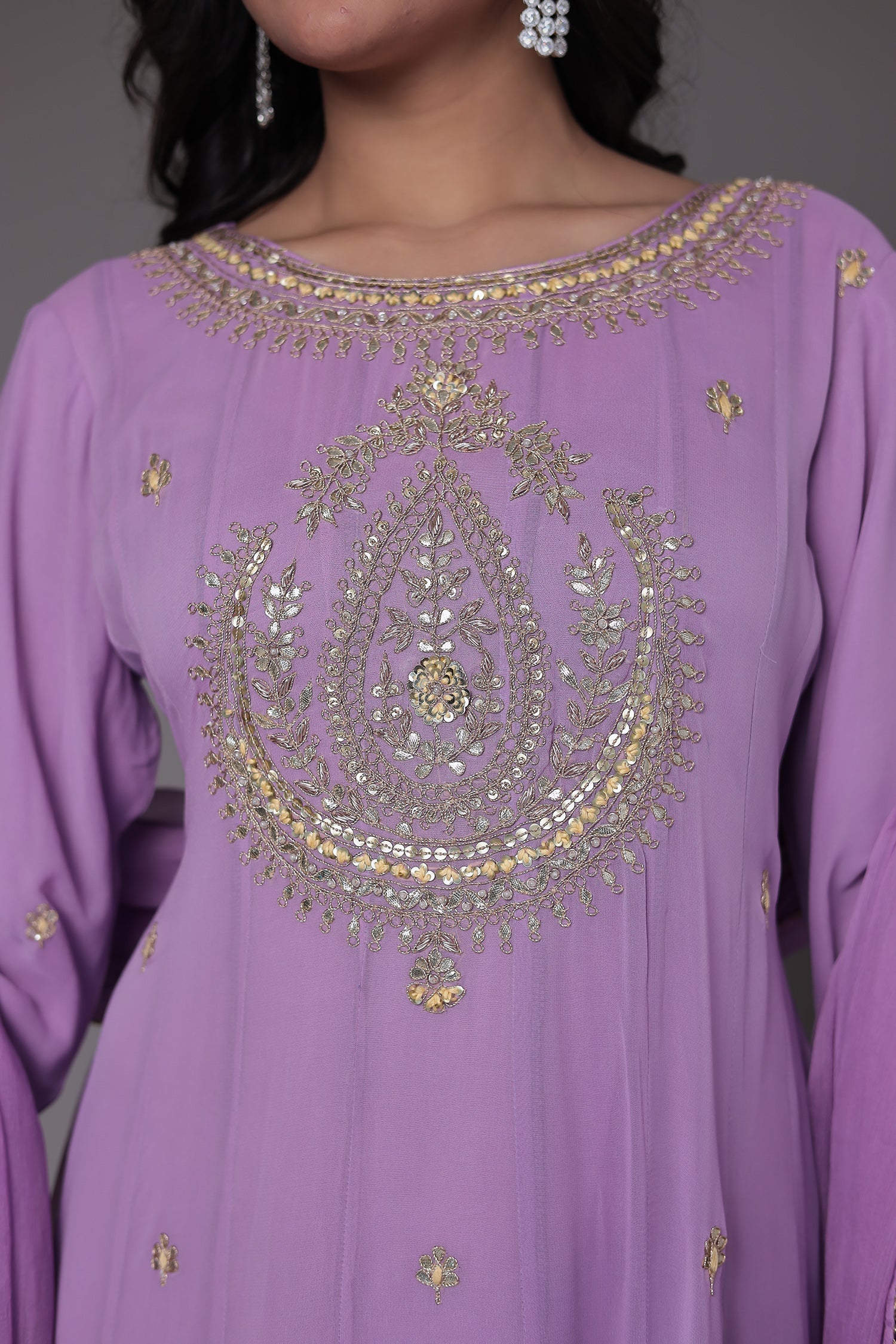 Anarkali Georgette Suit Embellished with Gota Patti work