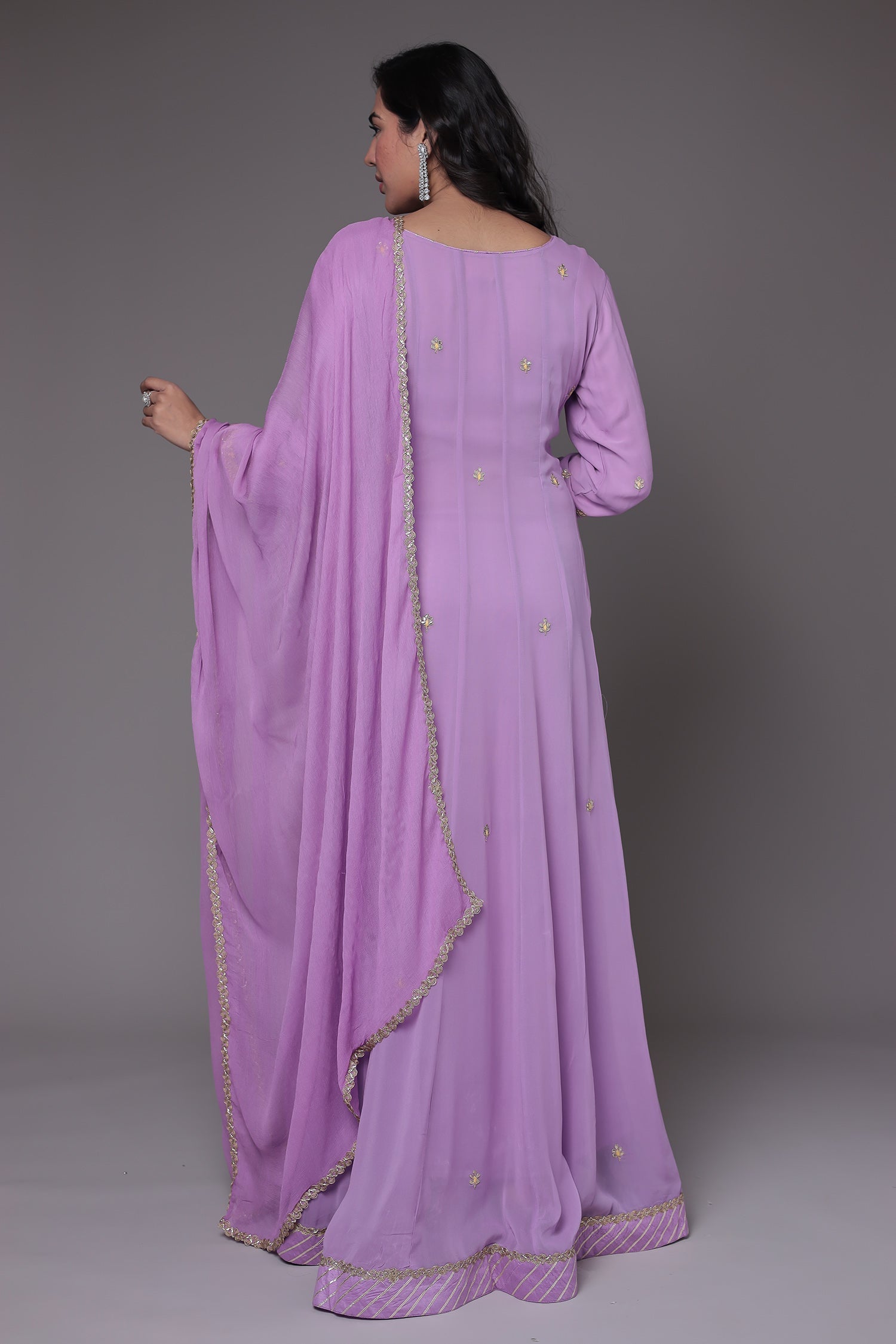 Anarkali Georgette Suit Embellished with Gota Patti work