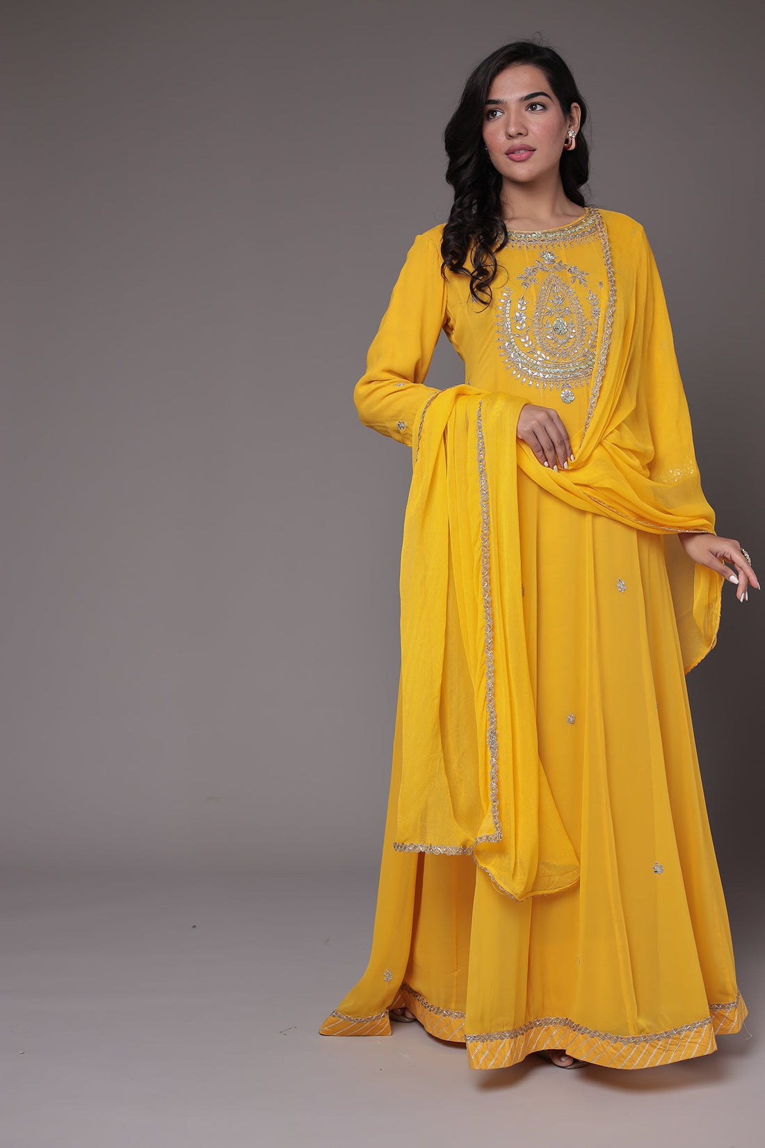 Anarkali Georgette Suit Embellished with Gota Patti work