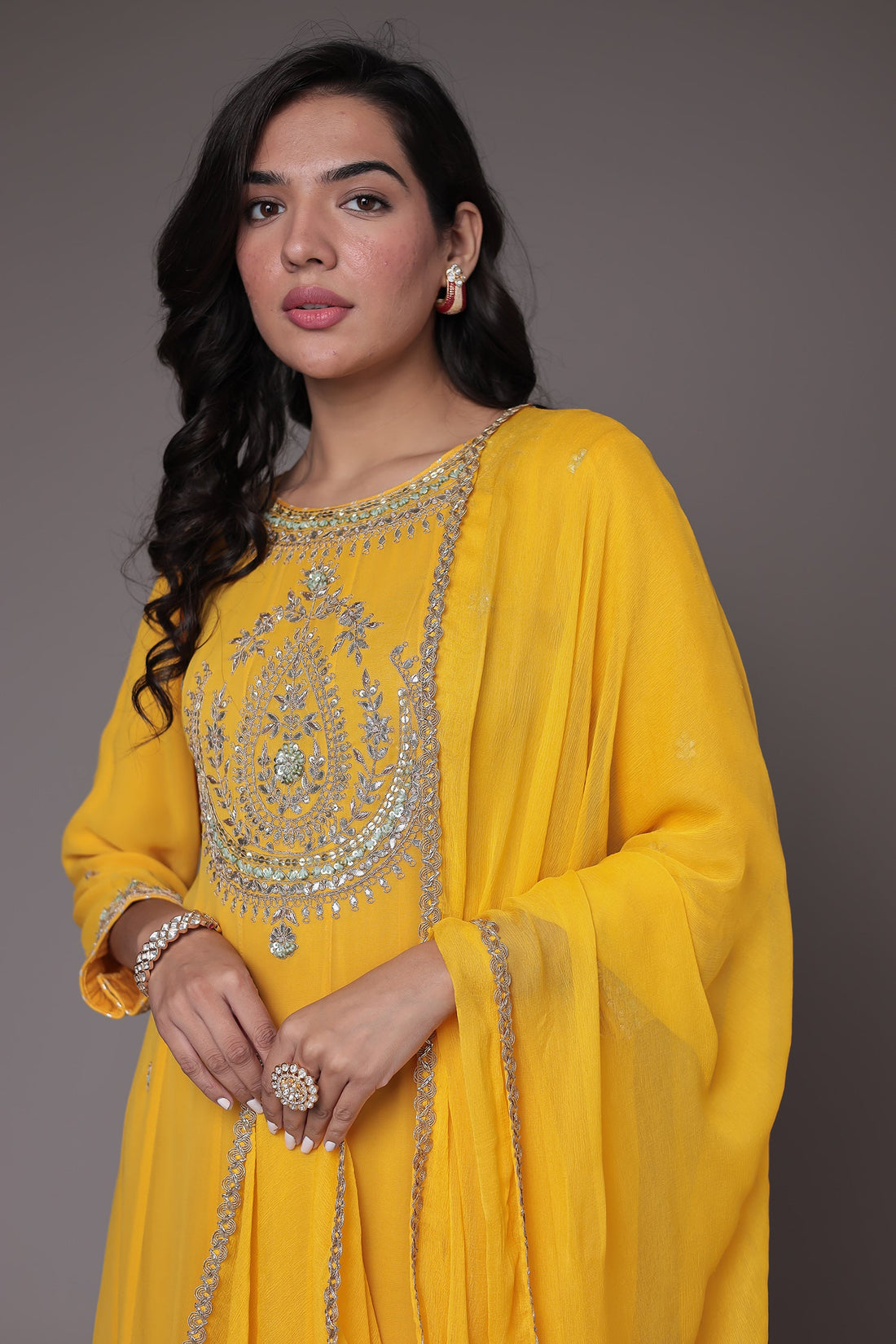 Anarkali Georgette Suit Embellished with Gota Patti work