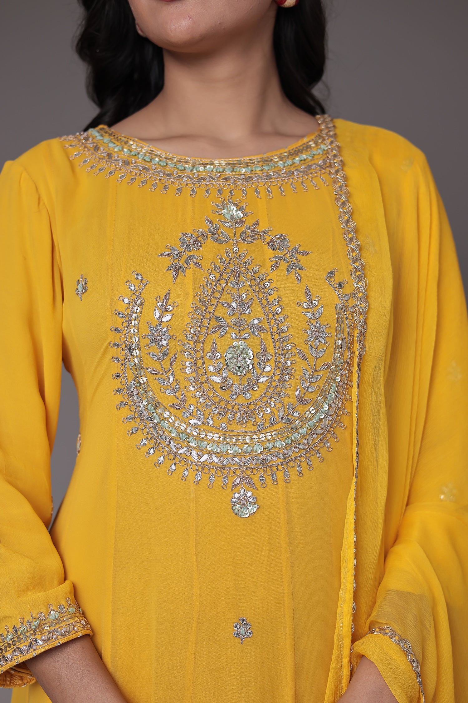 Anarkali Georgette Suit Embellished with Gota Patti work