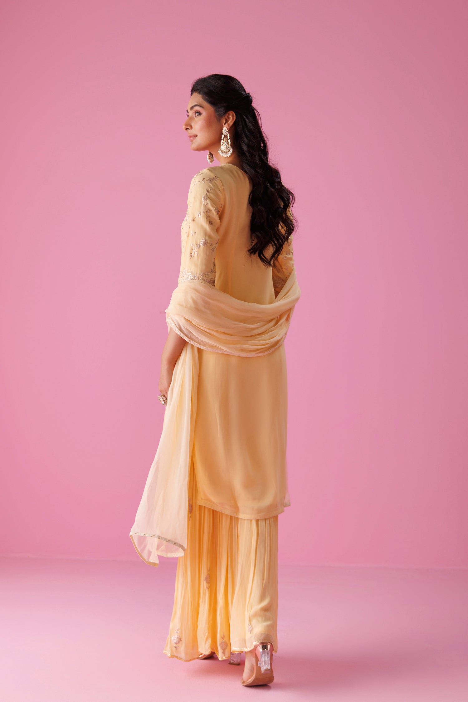 Georgette Sharara Suit with Pittan work