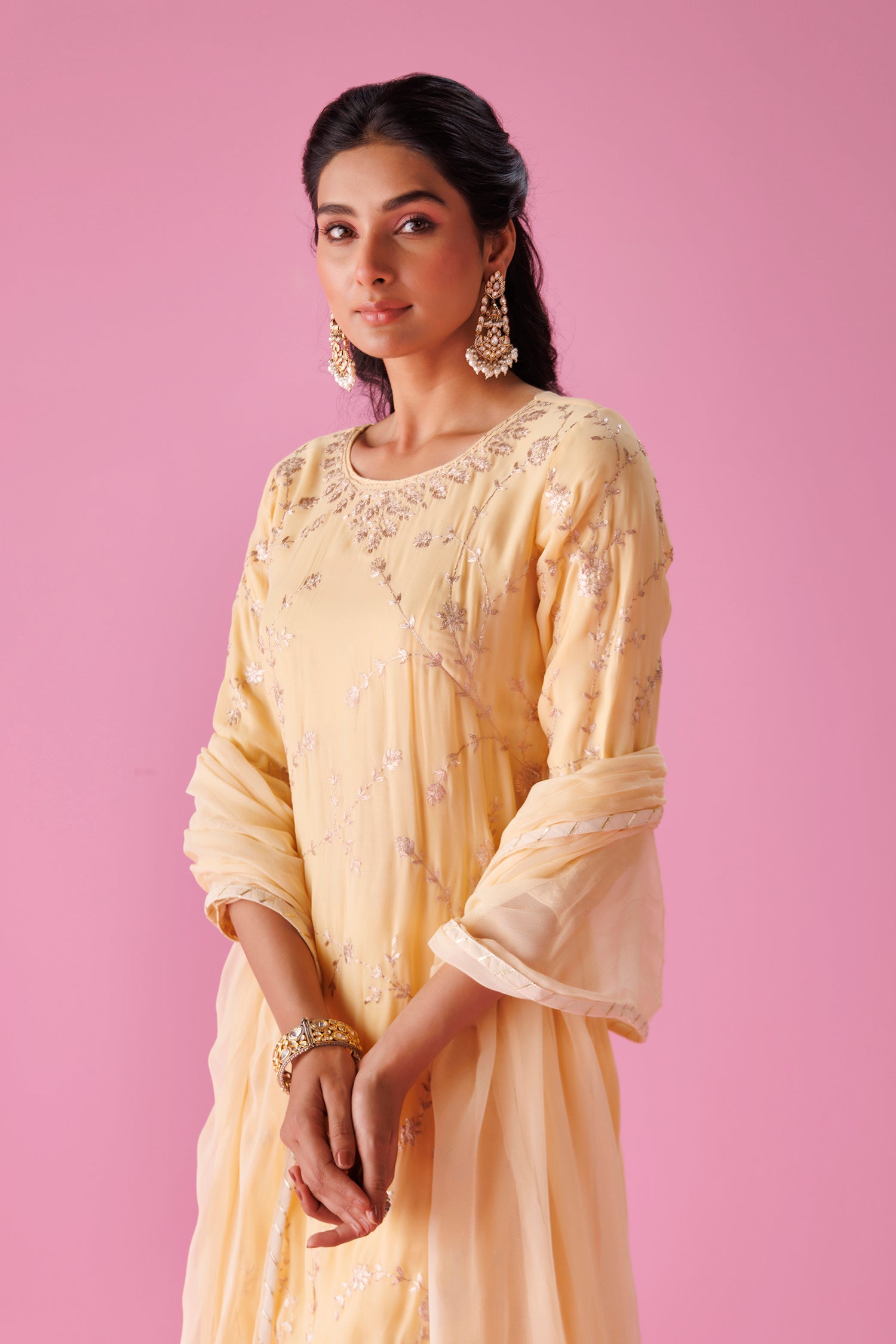 Georgette Sharara Suit with Pittan work