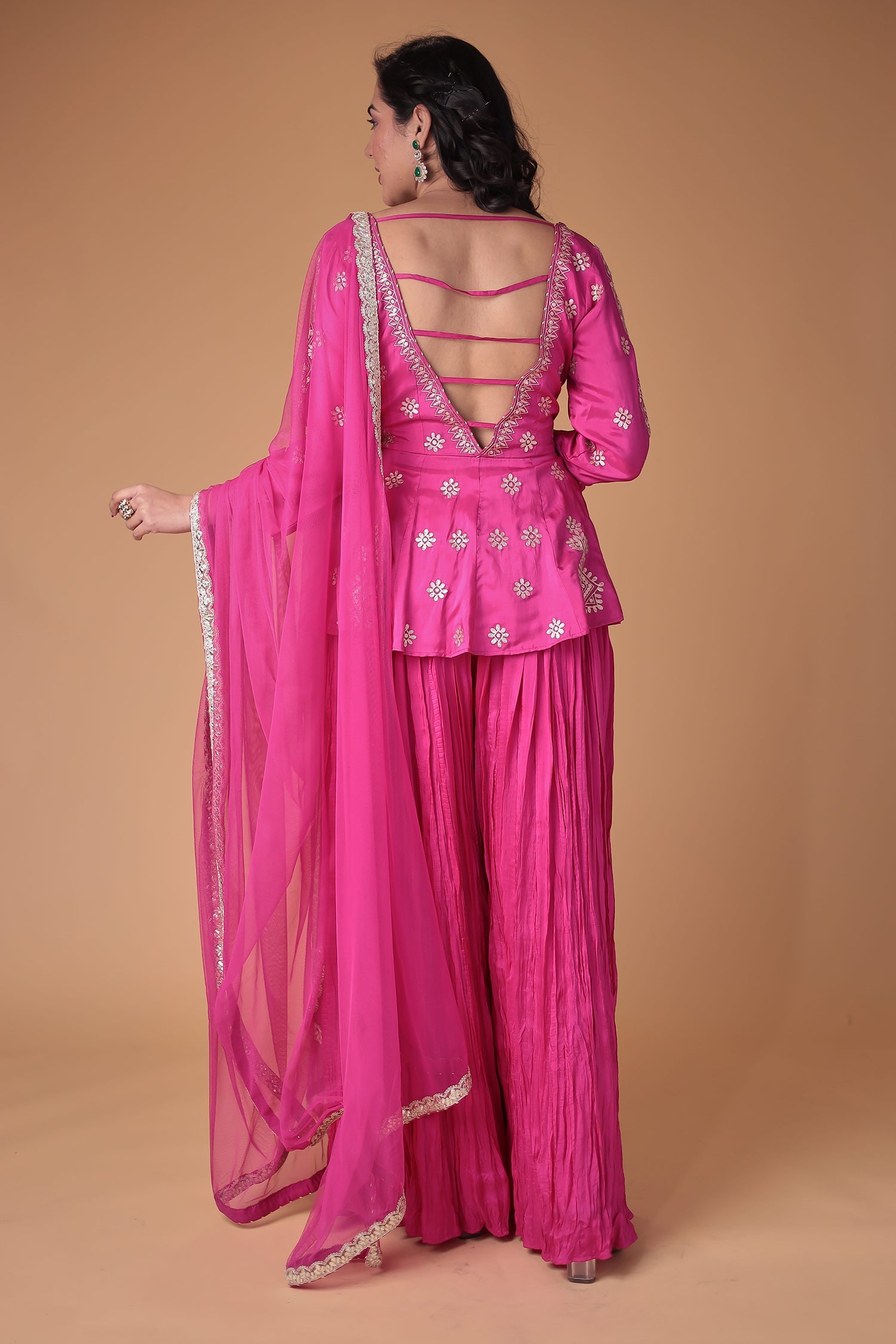 Peplum Silk Suit with Pittan work