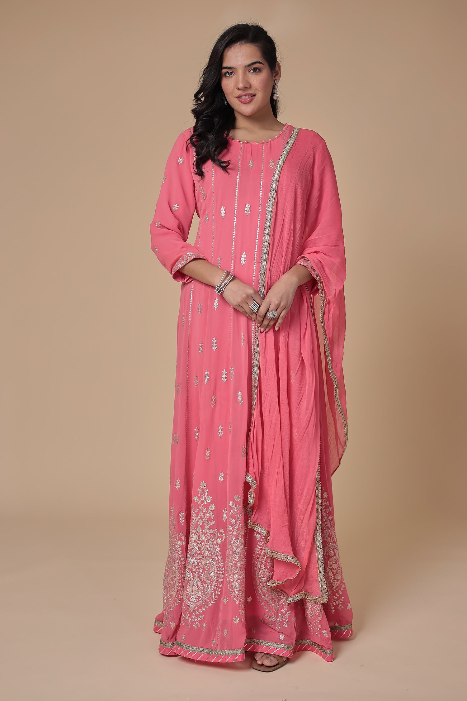 Anarkali Georgette Suit with Pittan work