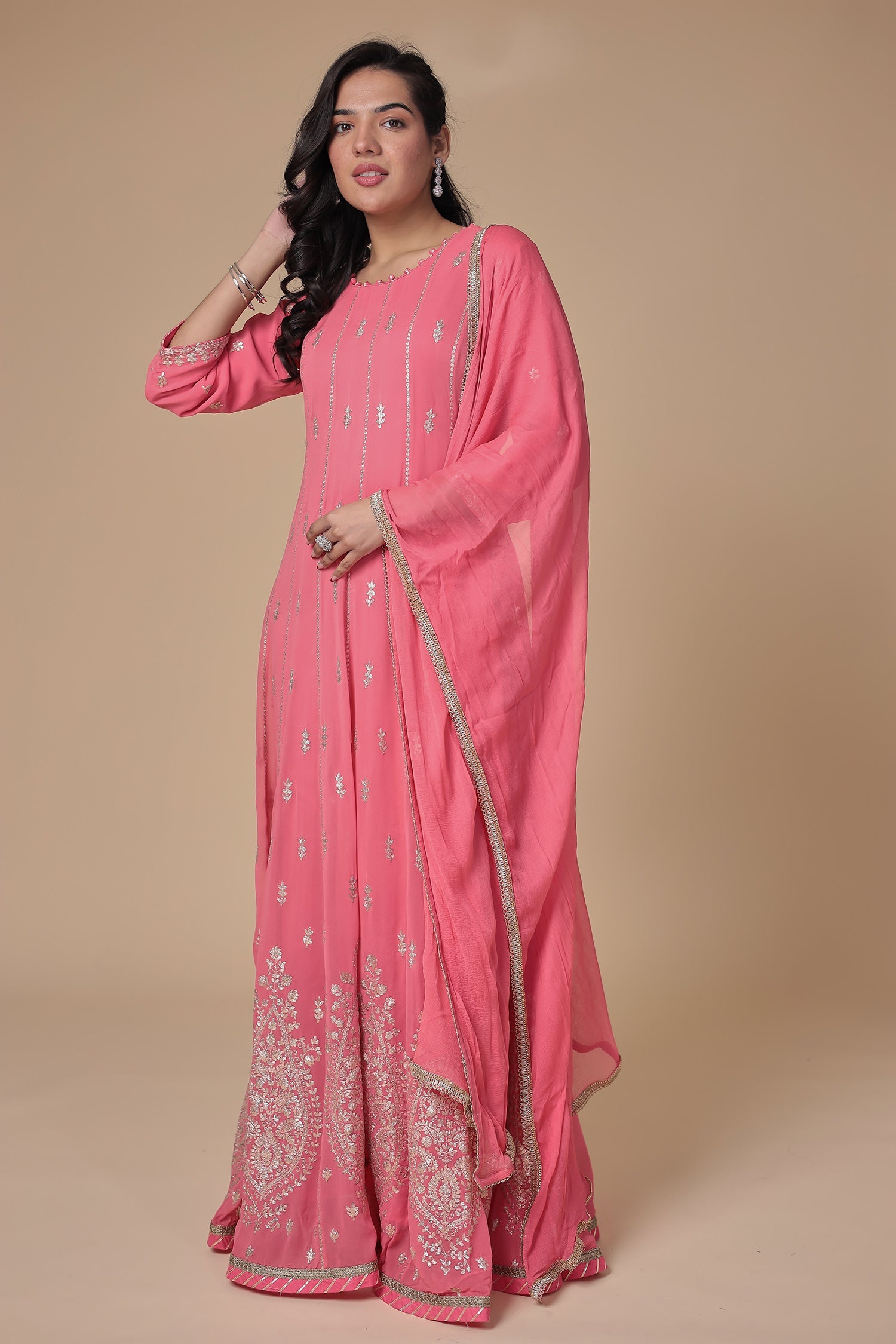 Anarkali Georgette Suit with Pittan work