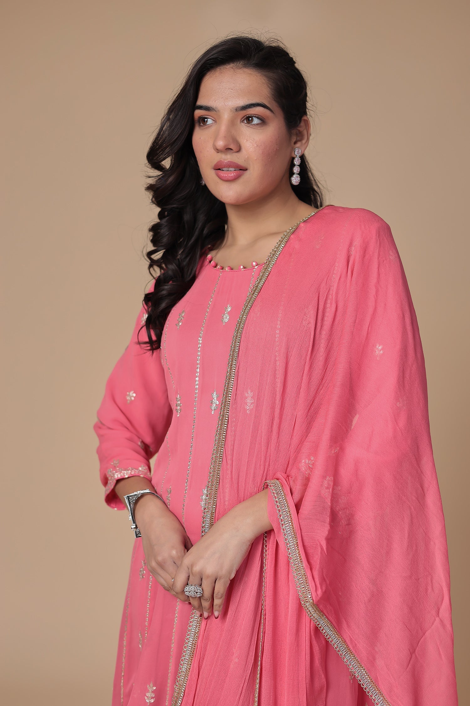 Anarkali Georgette Suit with Pittan work