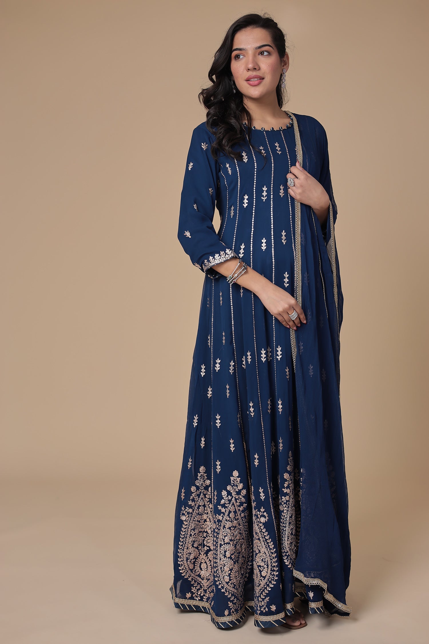 Anarkali Georgette Suit with Pittan work