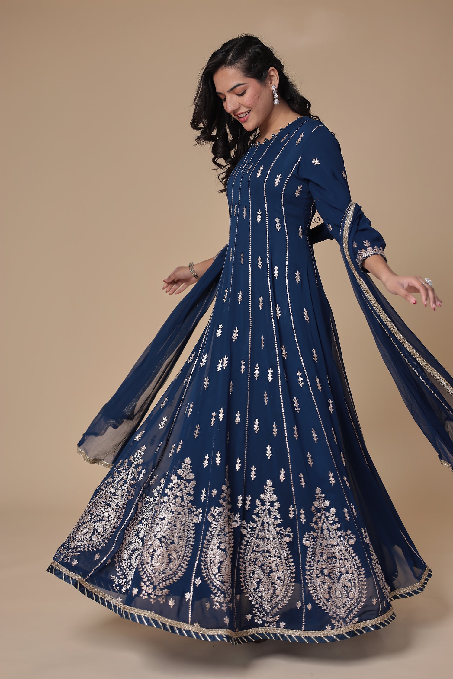 Anarkali Georgette Suit with Pittan work