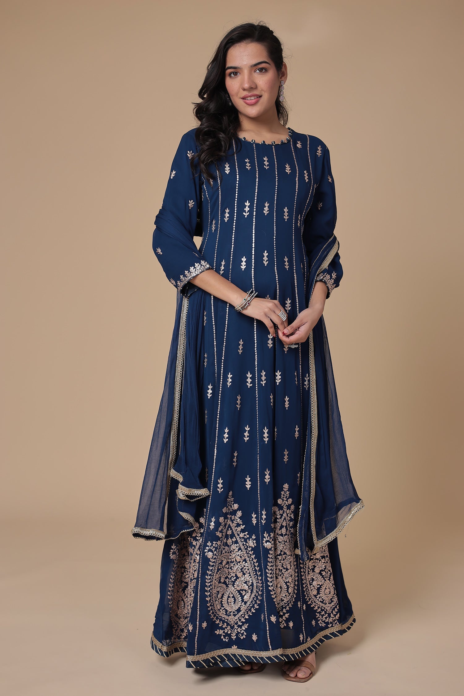 Anarkali Georgette Suit with Pittan work