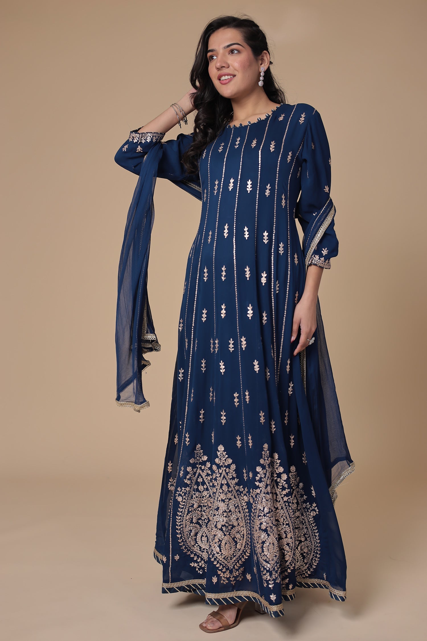 Anarkali Georgette Suit with Pittan work