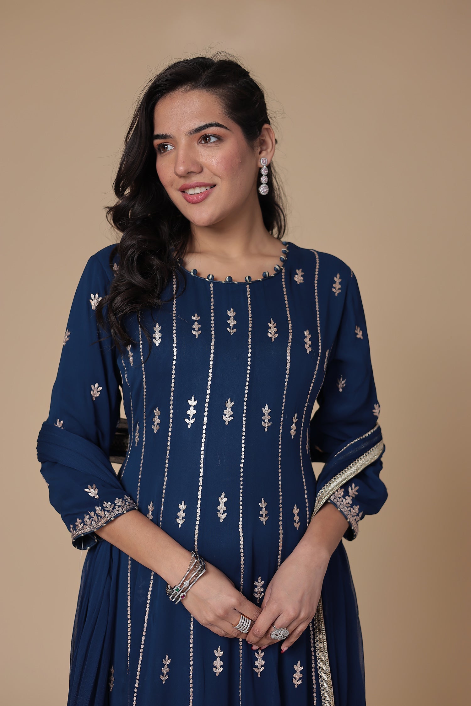 Anarkali Georgette Suit with Pittan work