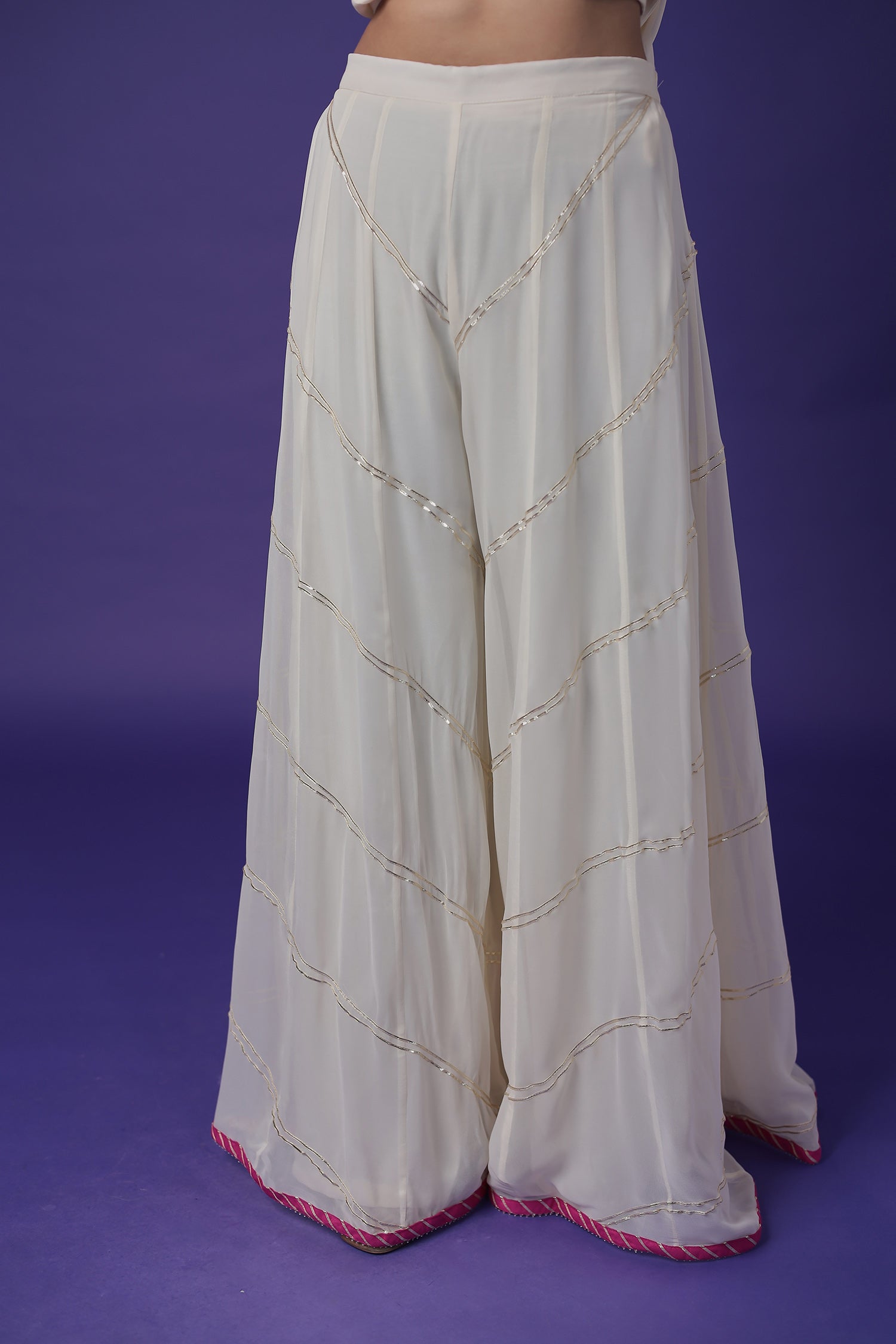 Georgette Palazzo Suit with Gota Patti & Zardozi work