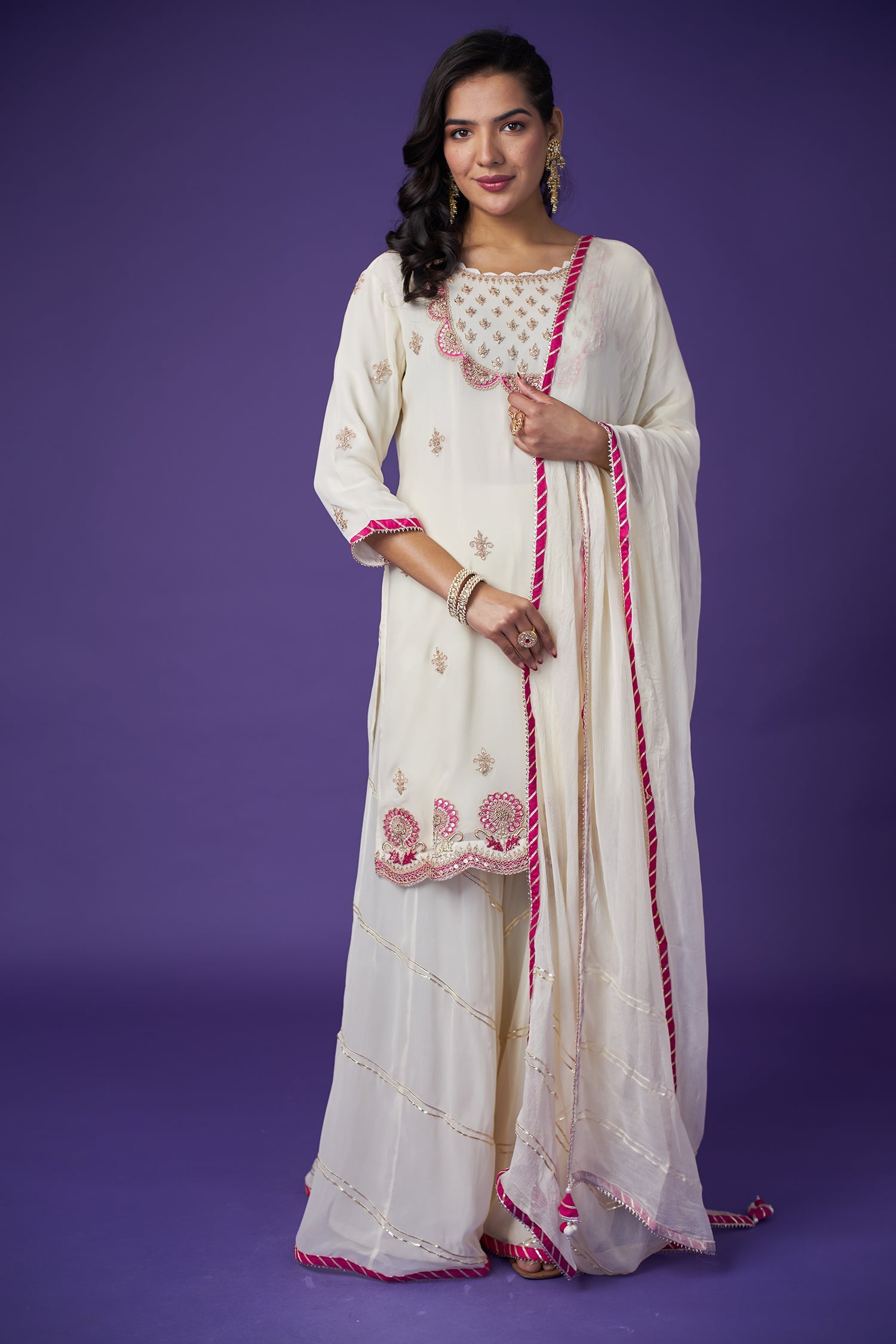 Georgette Palazzo Suit with Gota Patti & Zardozi work
