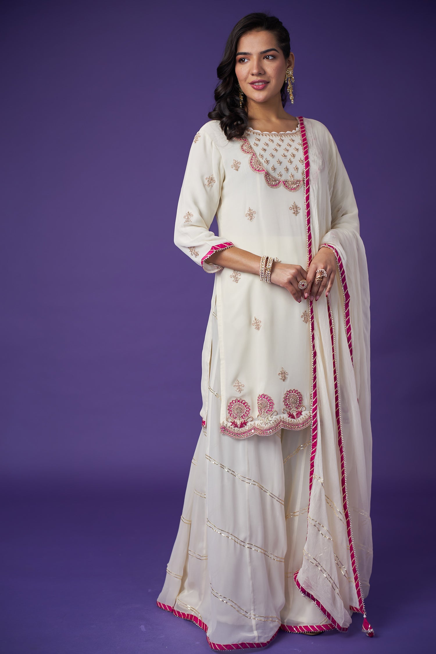 Georgette Palazzo Suit with Gota Patti & Zardozi work