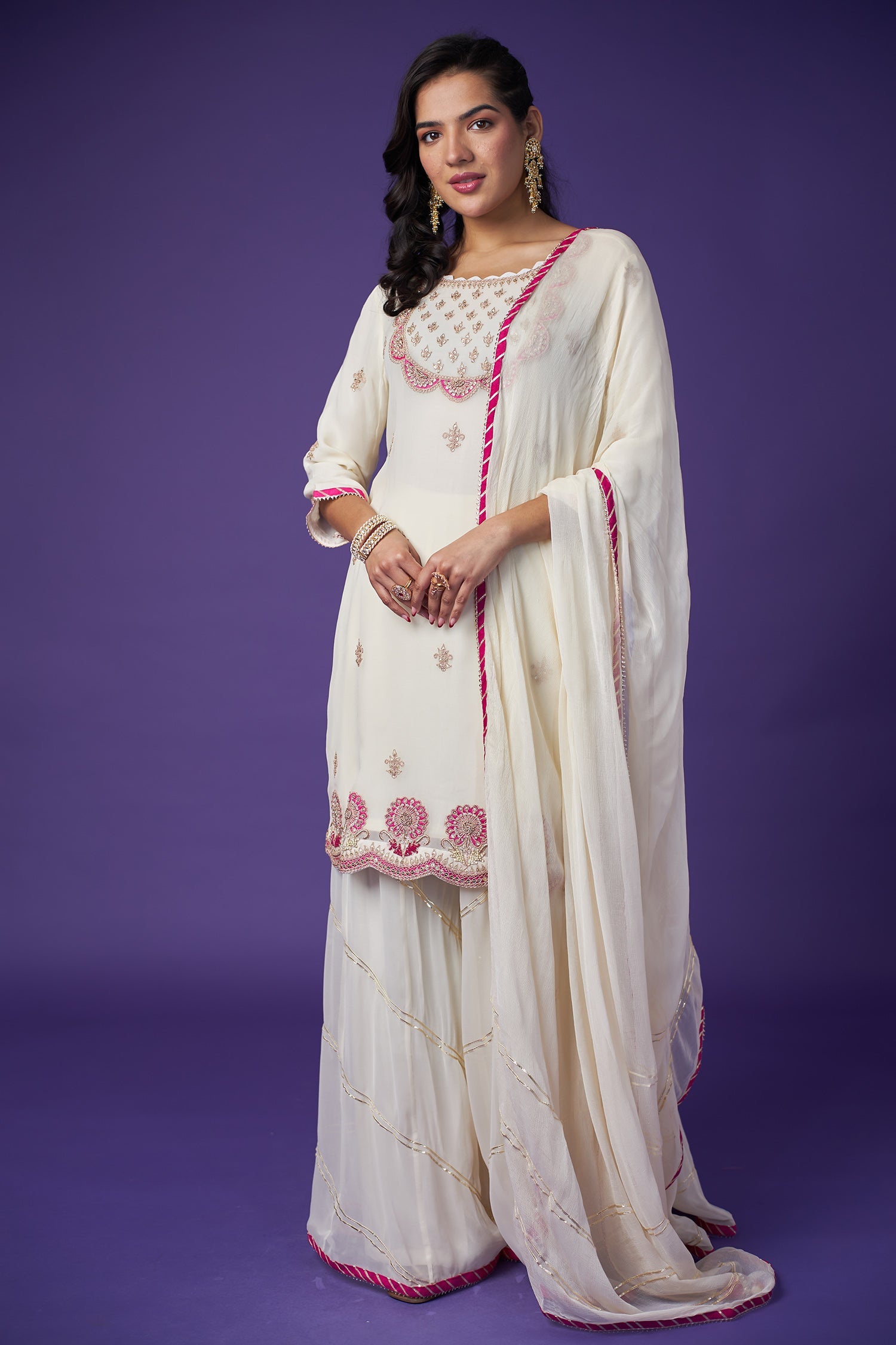 Georgette Palazzo Suit with Gota Patti & Zardozi work