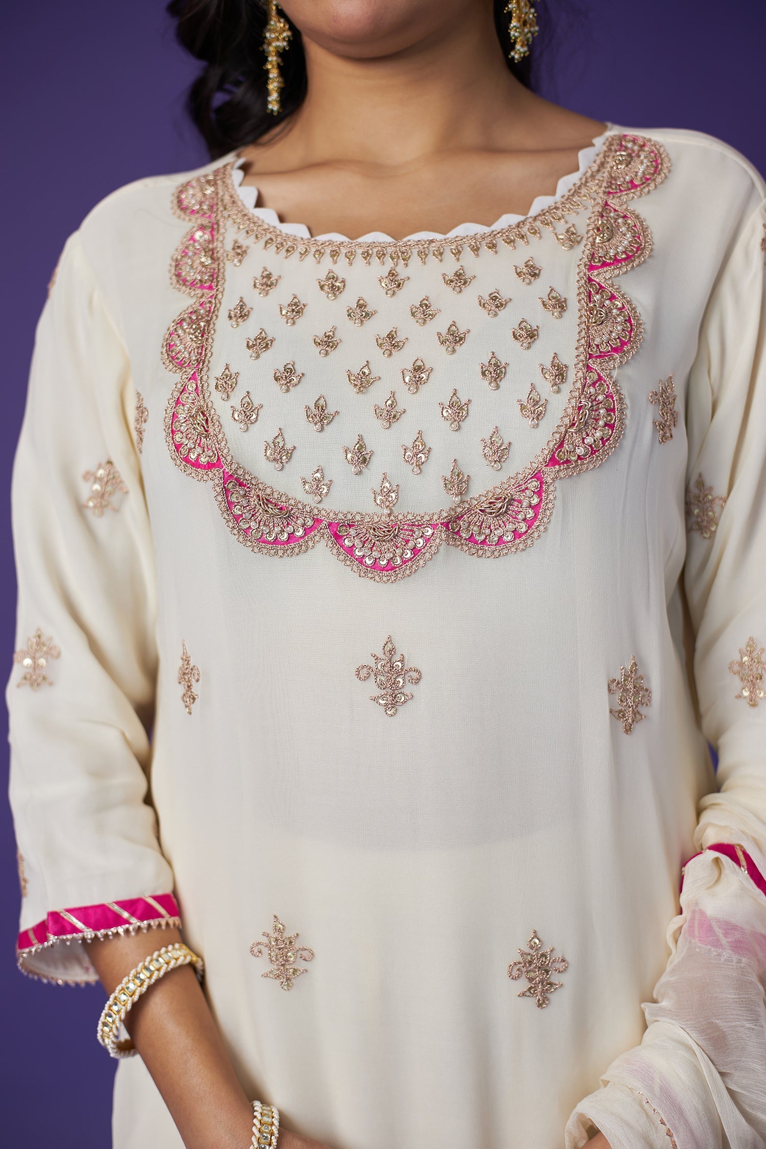 Georgette Palazzo Suit with Gota Patti & Zardozi work