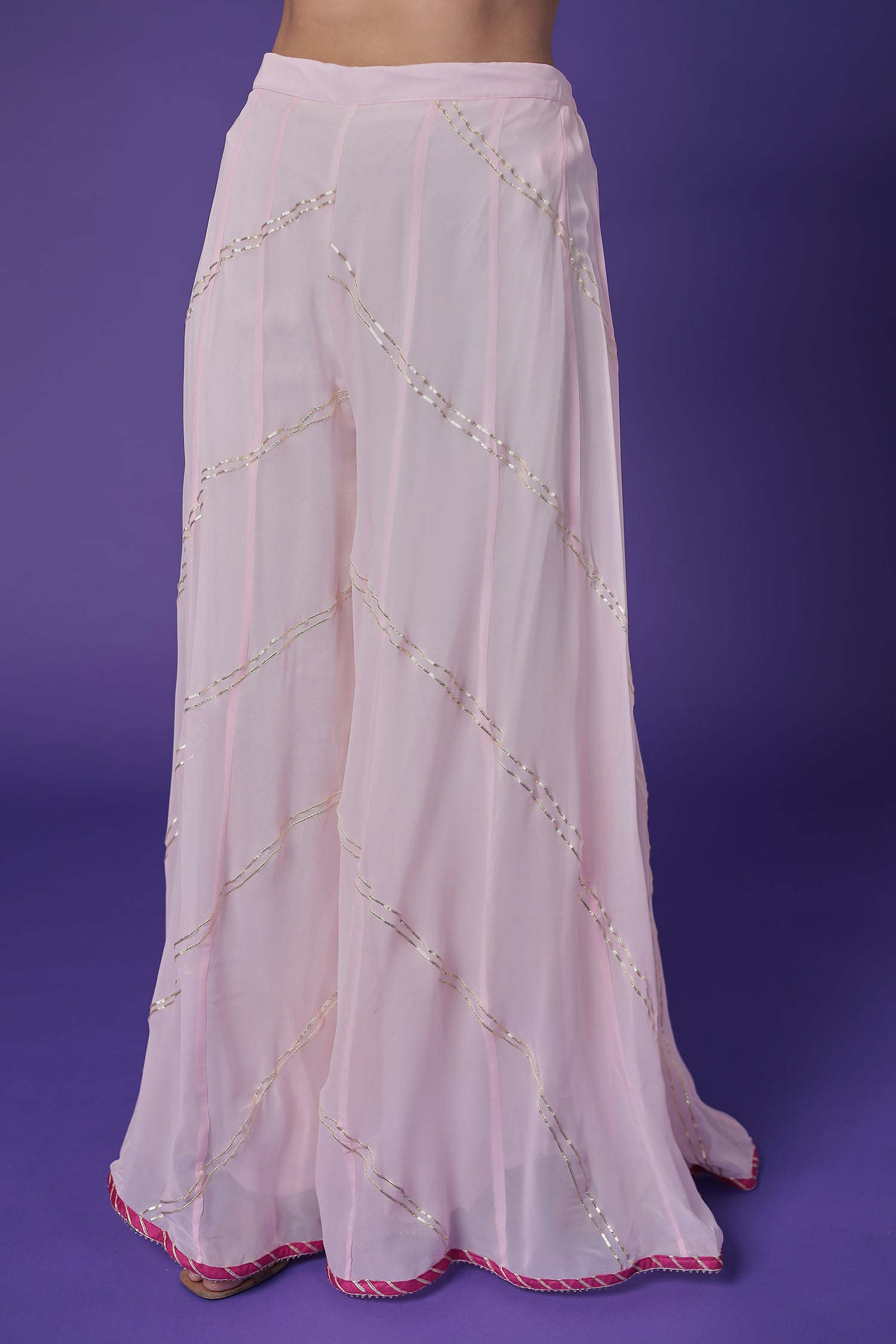 Georgette Palazzo Suit with Gota Patti & Zardozi work