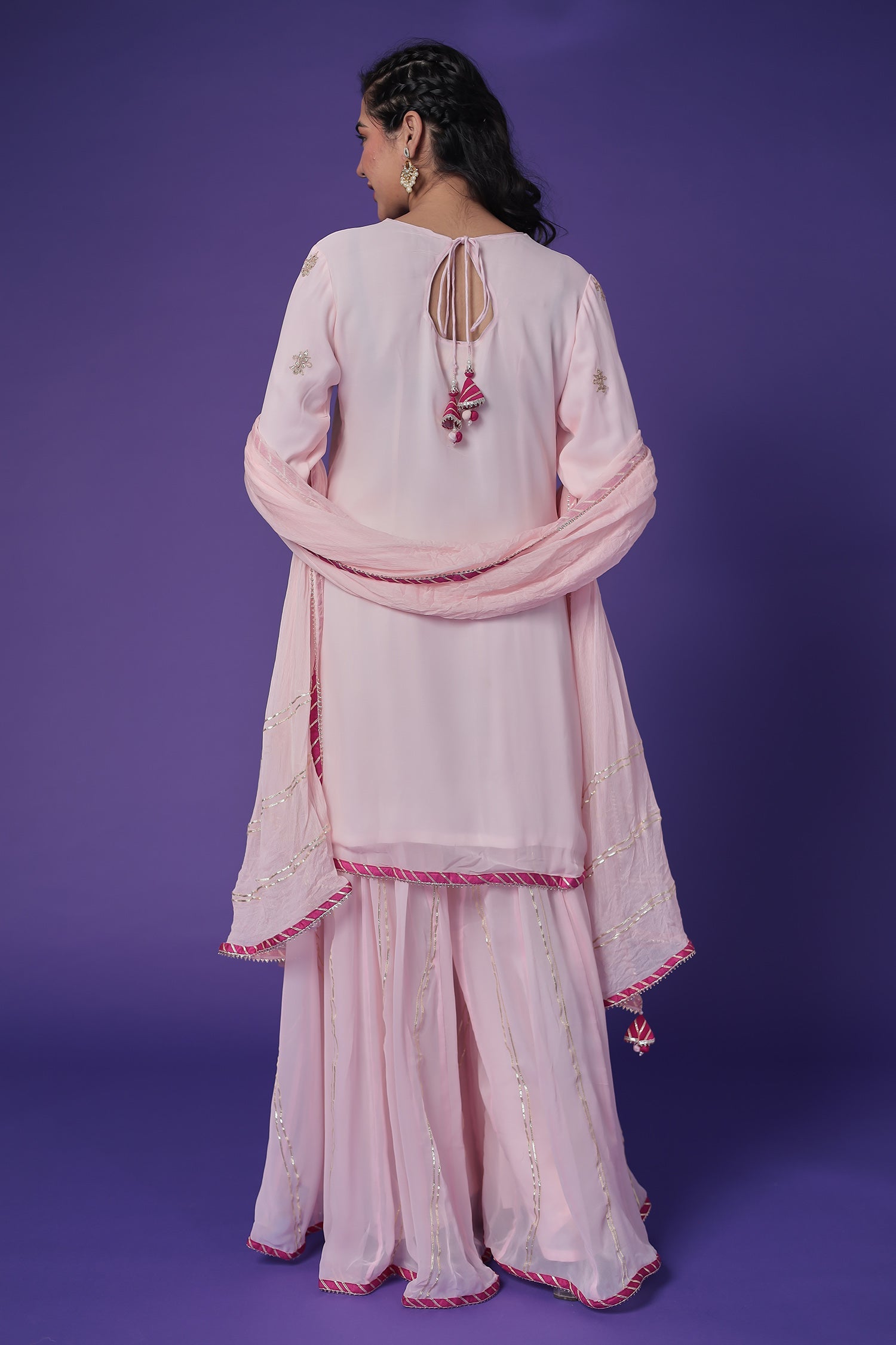 Georgette Palazzo Suit with Gota Patti & Zardozi work