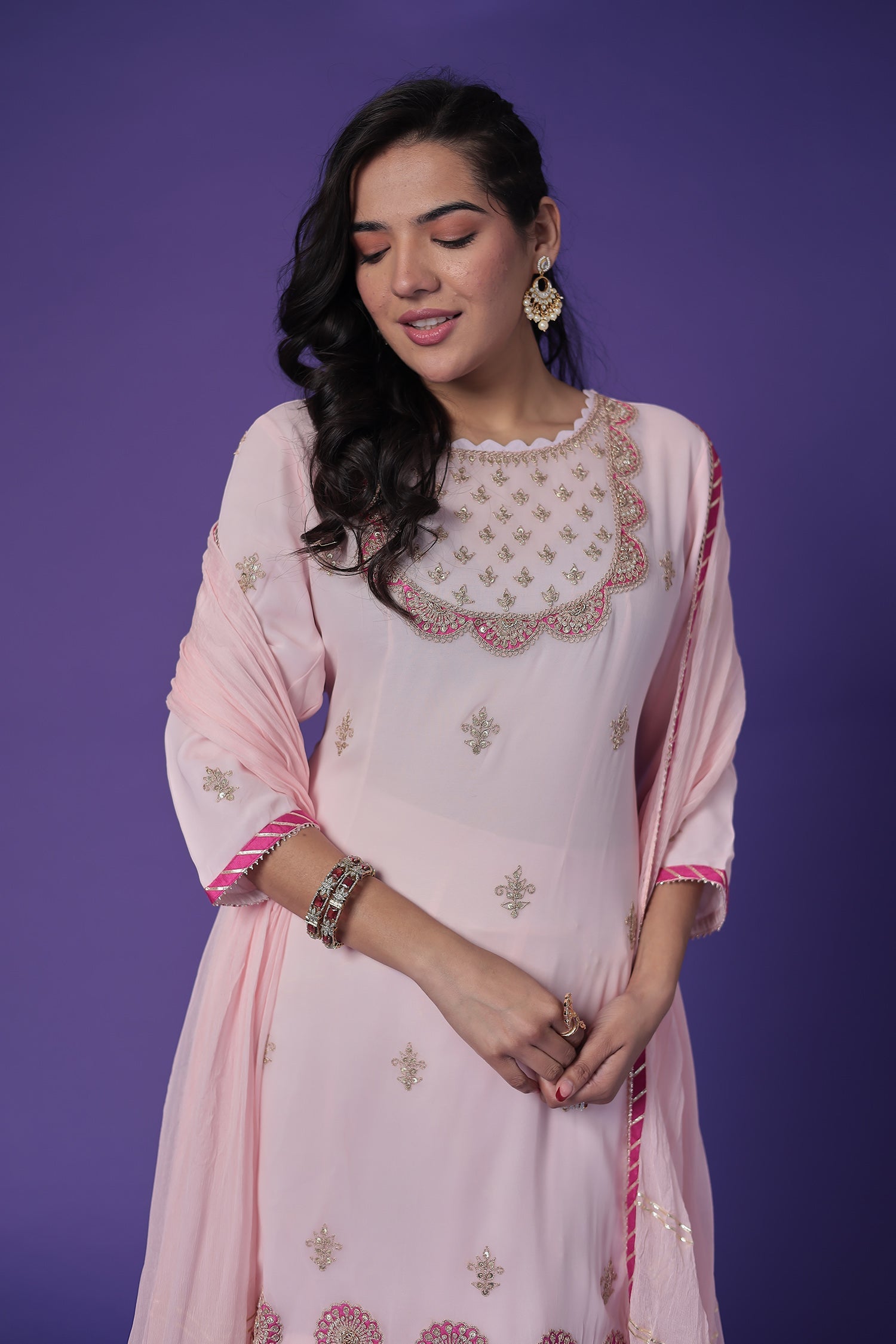 Georgette Palazzo Suit with Gota Patti & Zardozi work