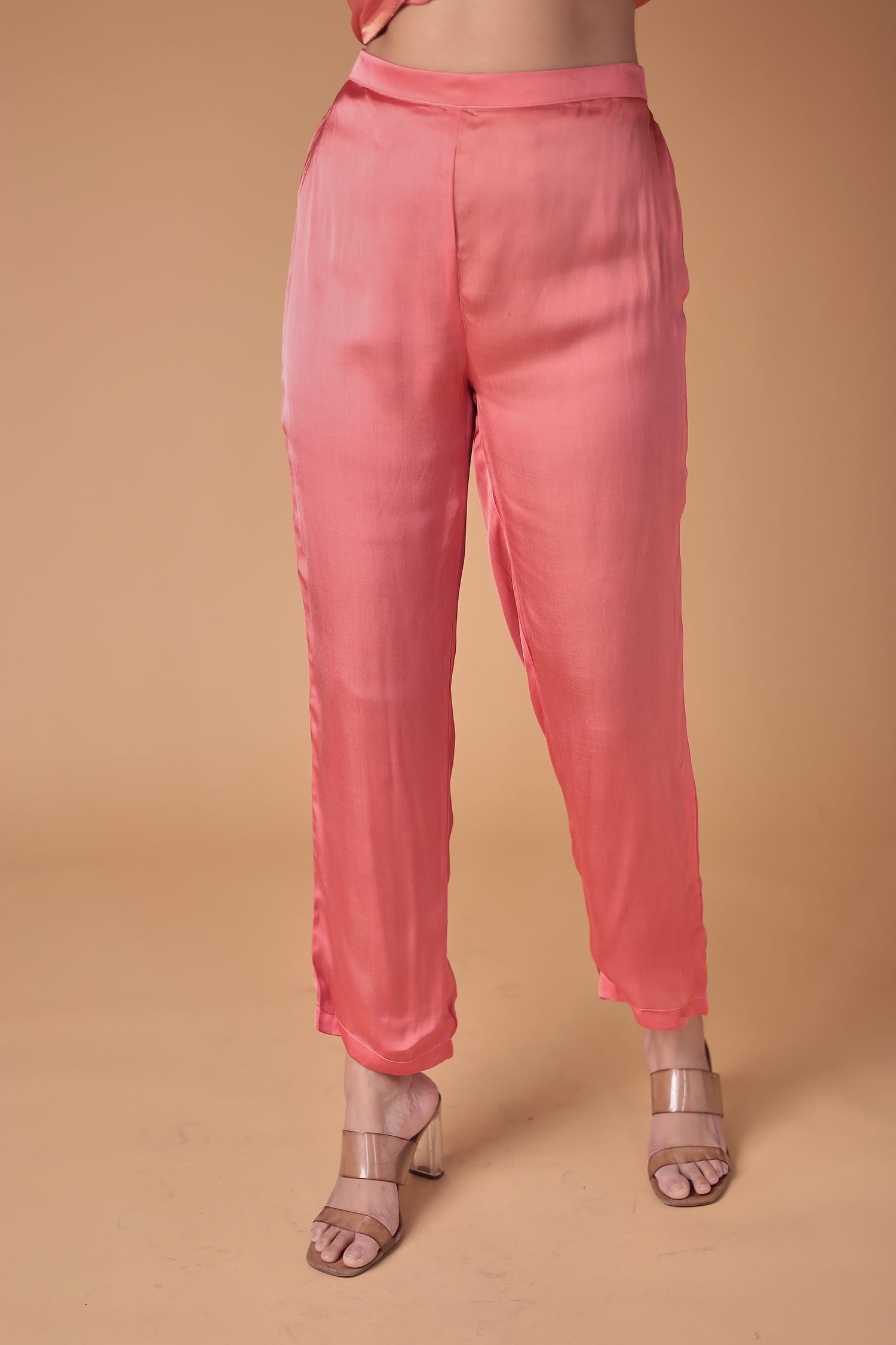 Peach Tissue Suit with Zardozi work