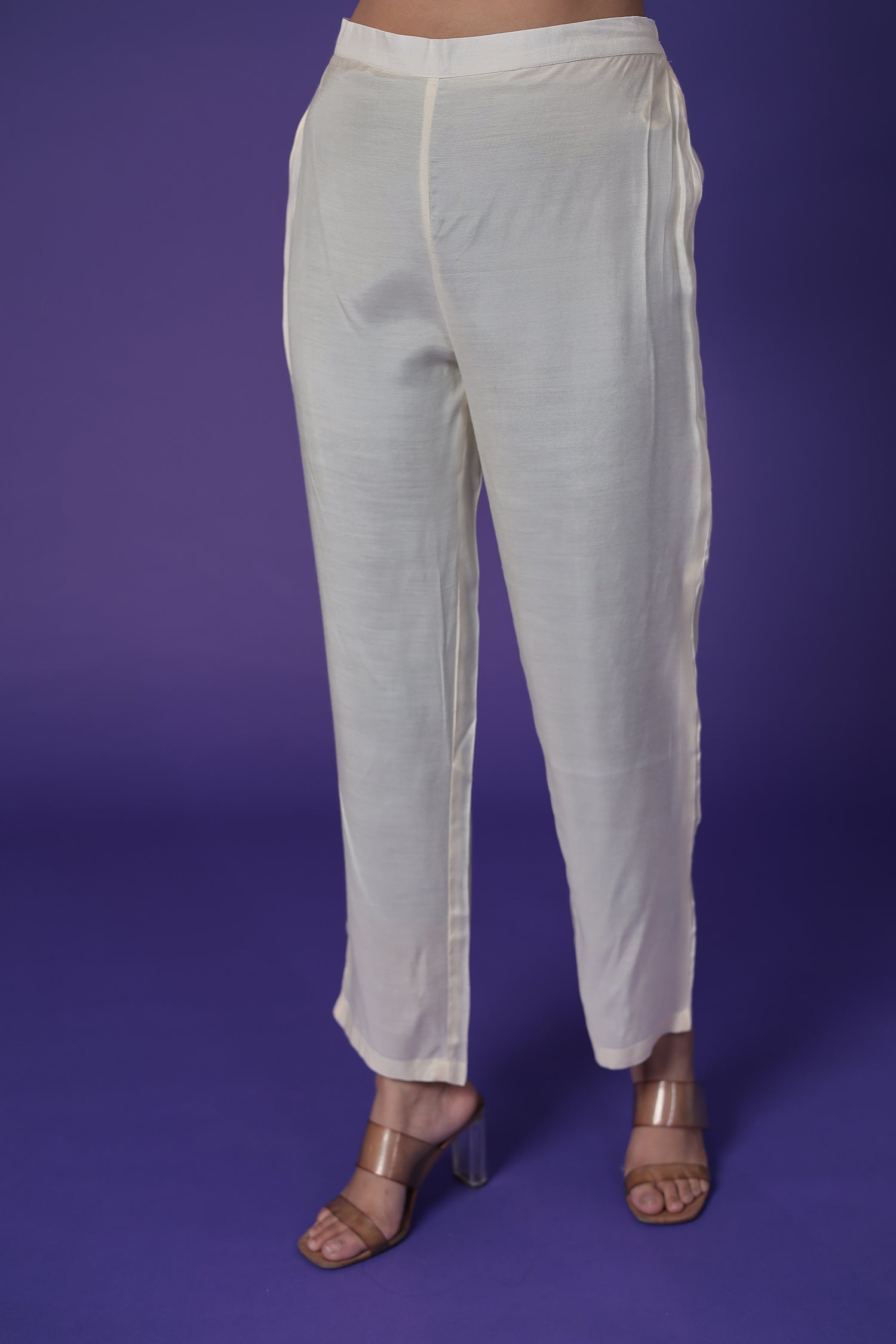 Silk Straight Suit with Pearl, Thread & Zardozi work