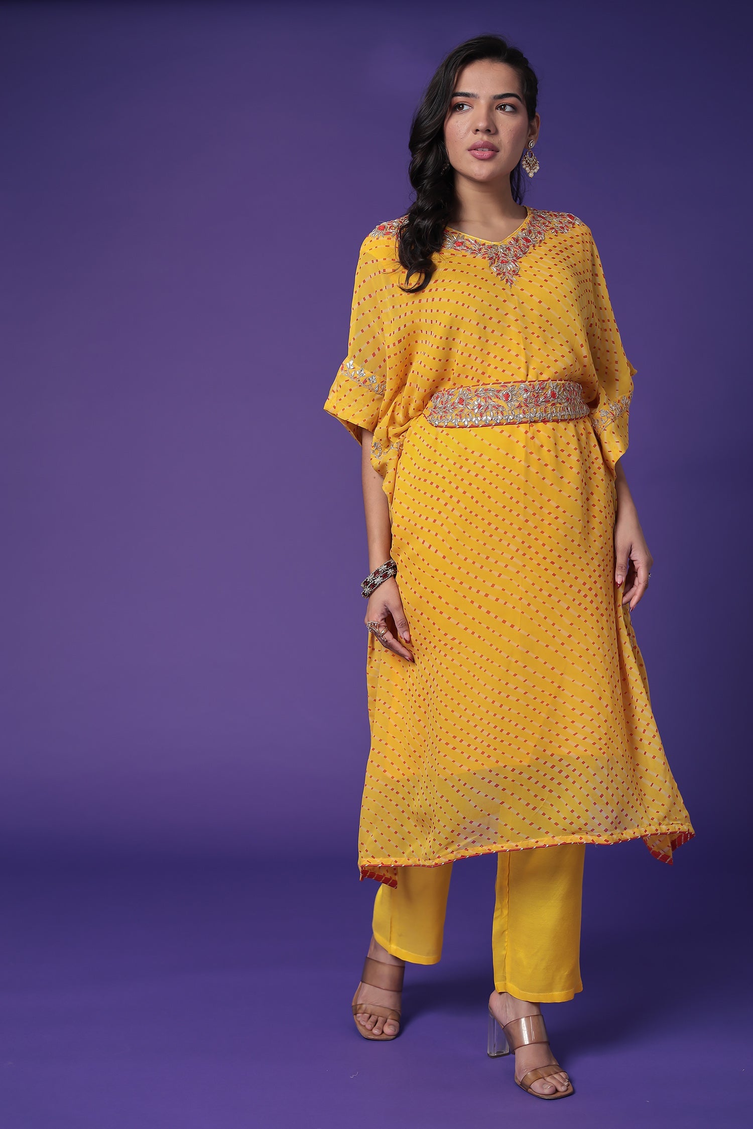 Kaftan Style Georgette Mothra Suit with Gota Patti Work