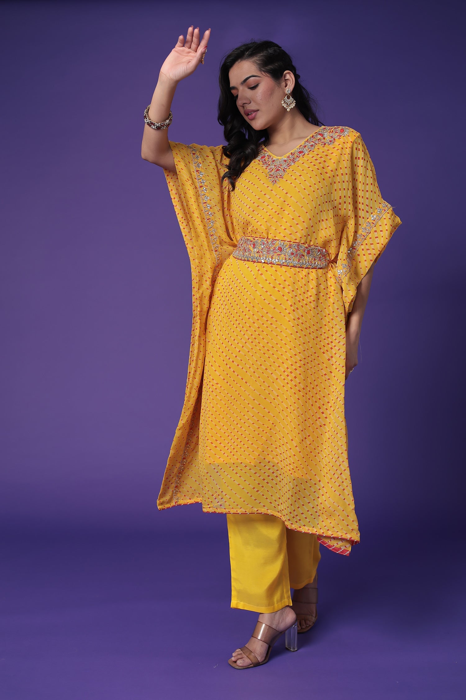 Kaftan Style Georgette Mothra Suit with Gota Patti Work