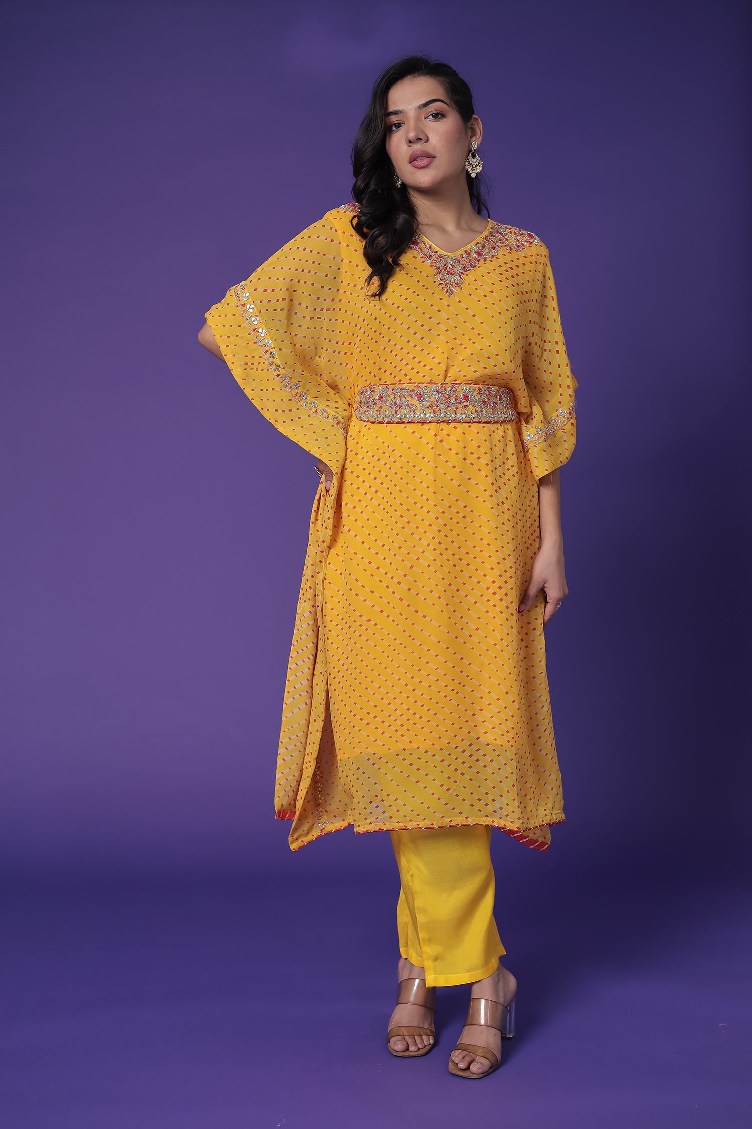 Kaftan Style Georgette Mothra Suit with Gota Patti Work