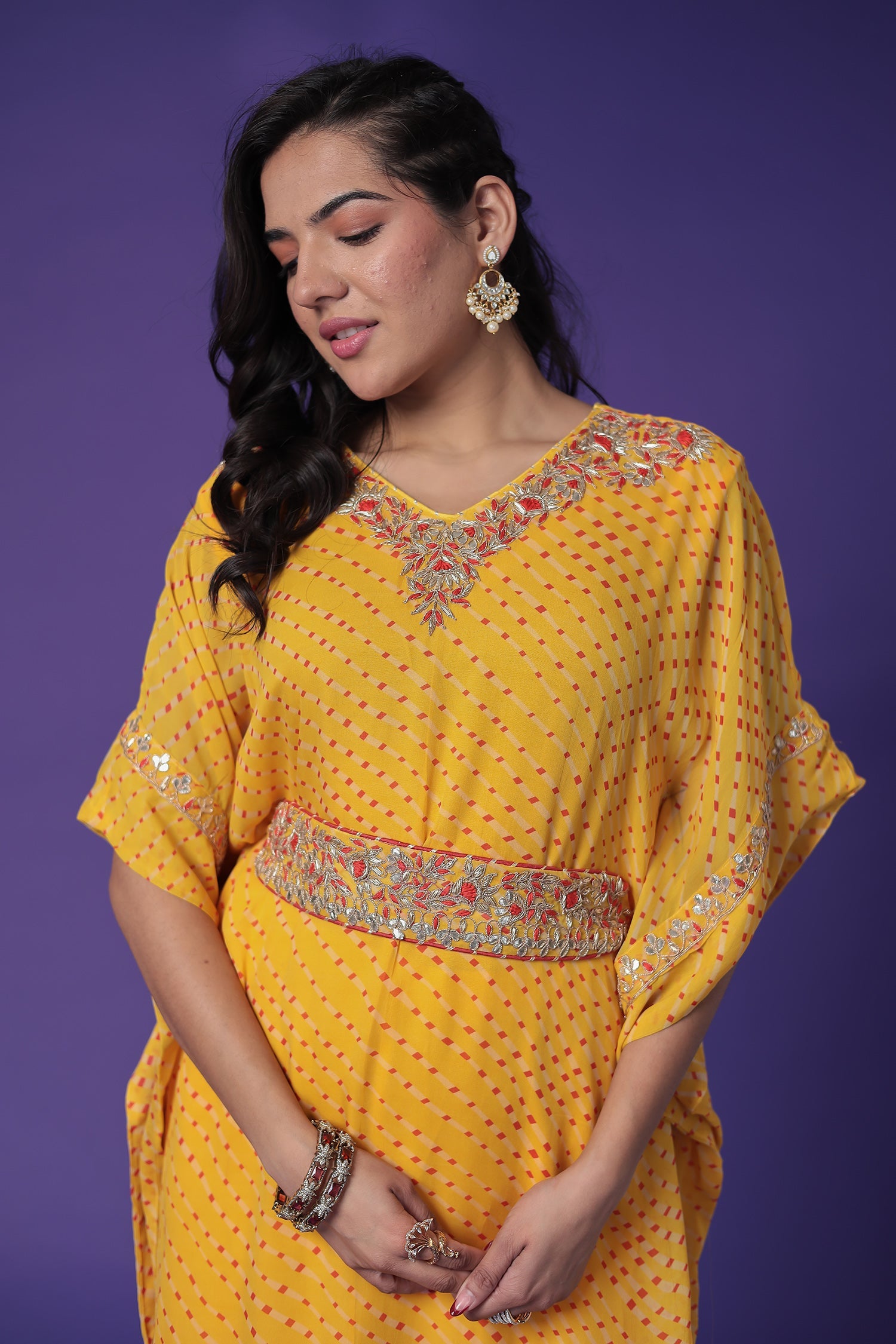 Kaftan Style Georgette Mothra Suit with Gota Patti Work