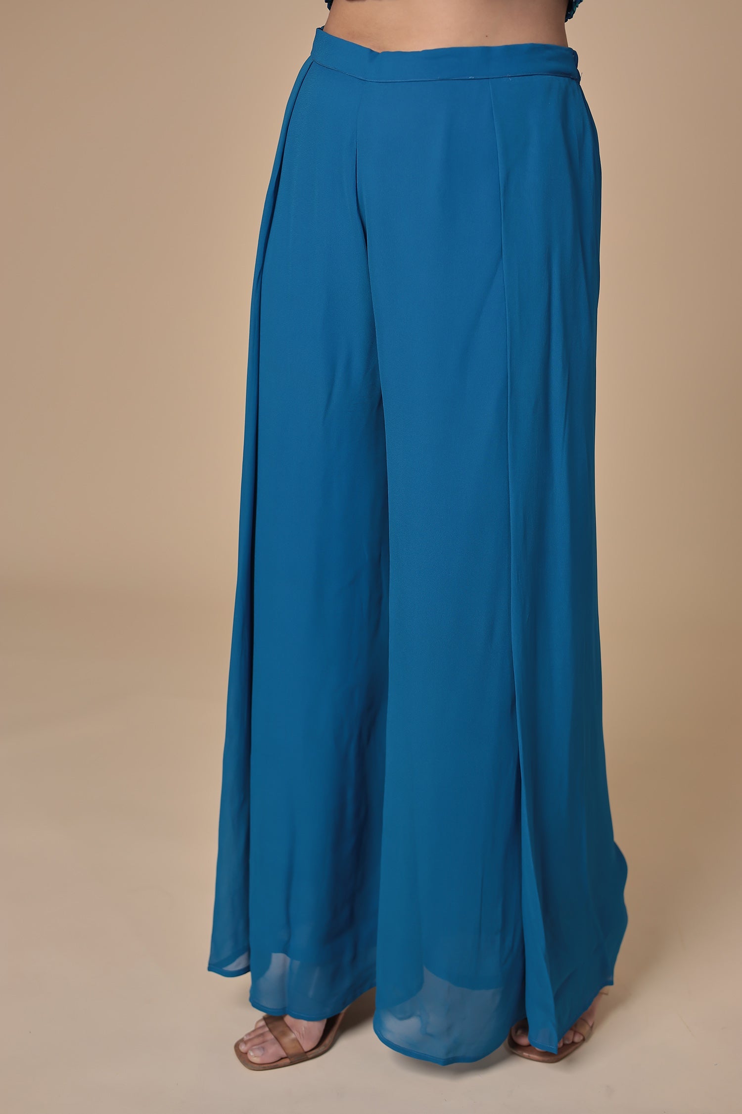 Mothra Georgette Palazzo Suit with Embroidered Cape Jacket