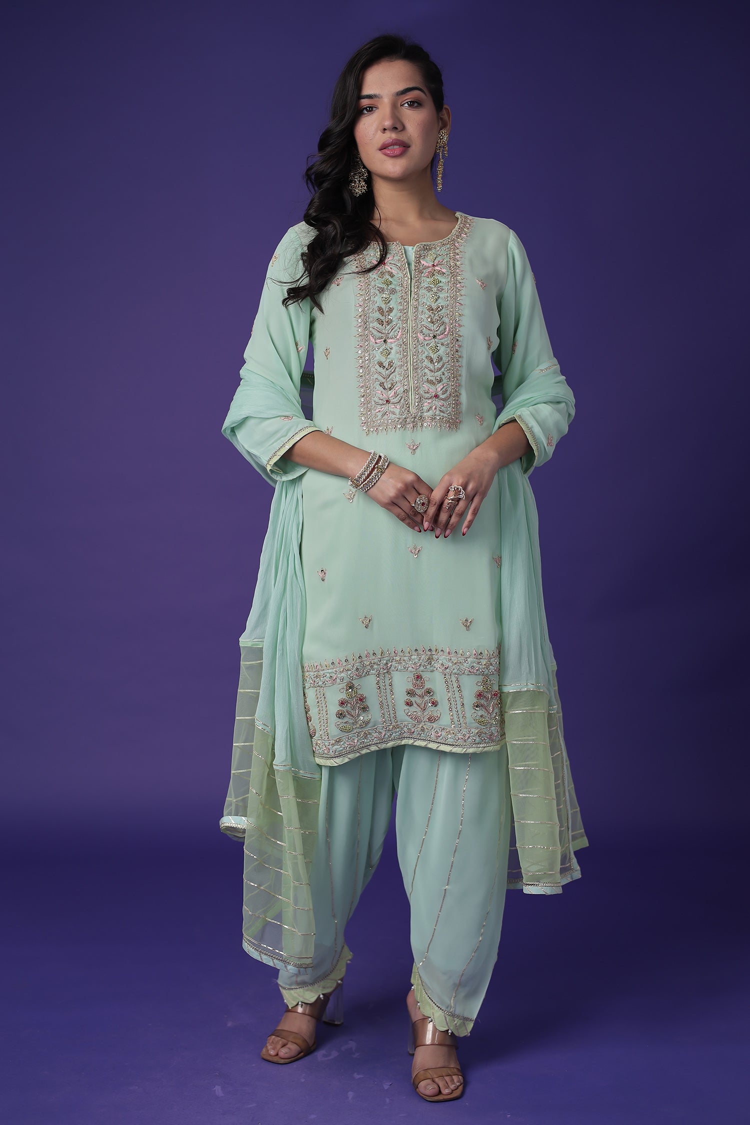 Georgette Suit with Pearl,Thread & Zardozi work