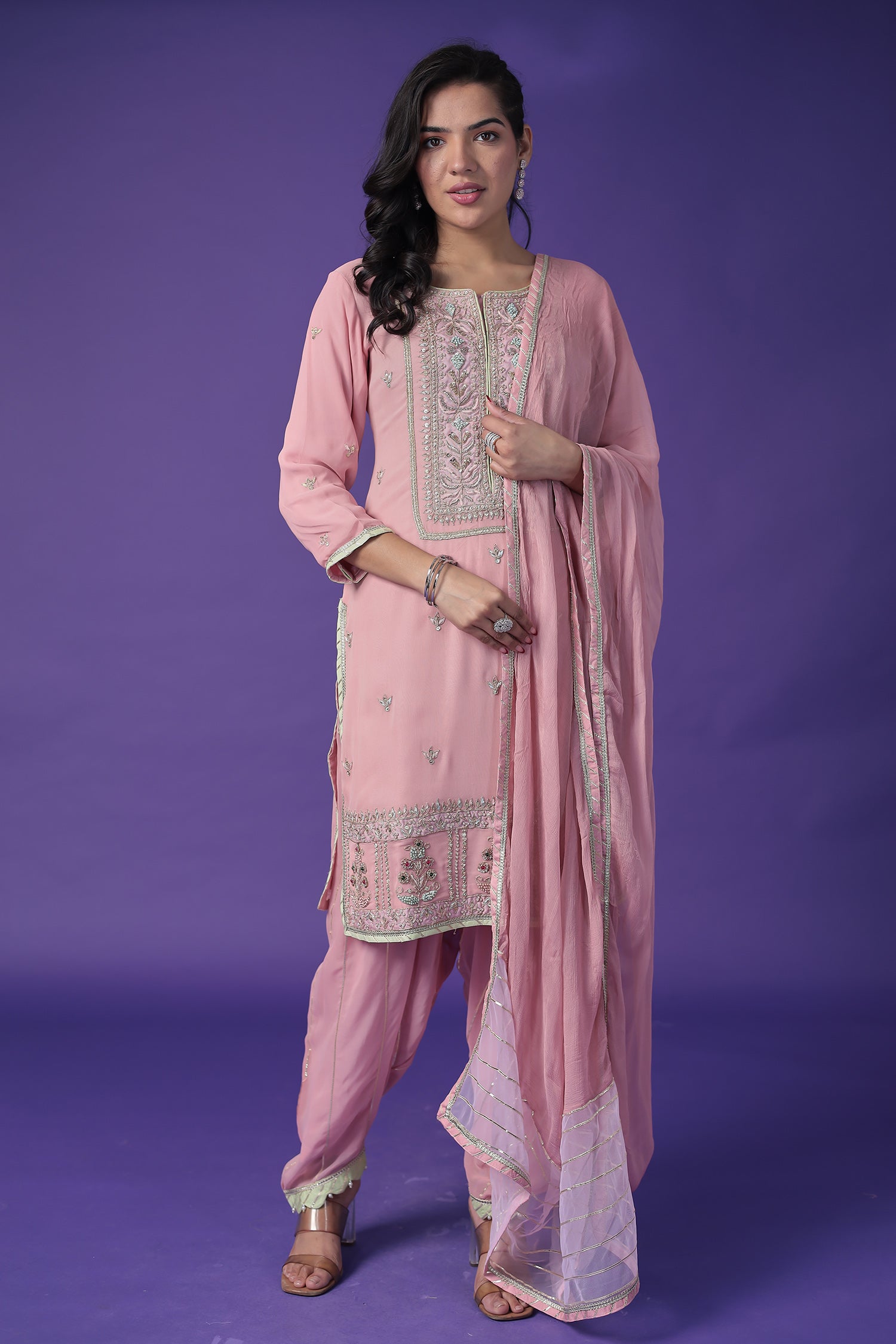 Georgette Suit with Pearl,Thread & Zardozi work