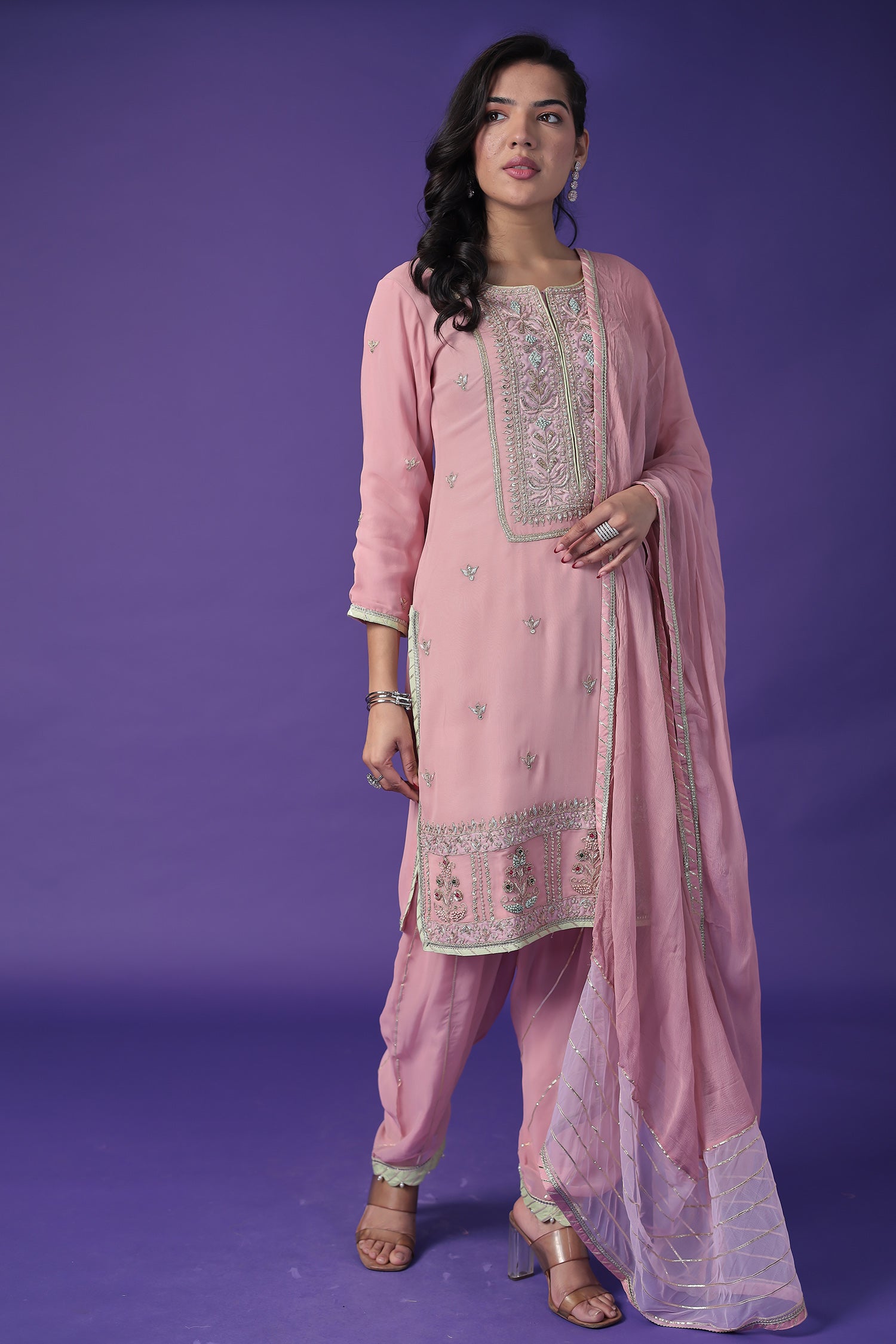 Georgette Suit with Pearl,Thread & Zardozi work