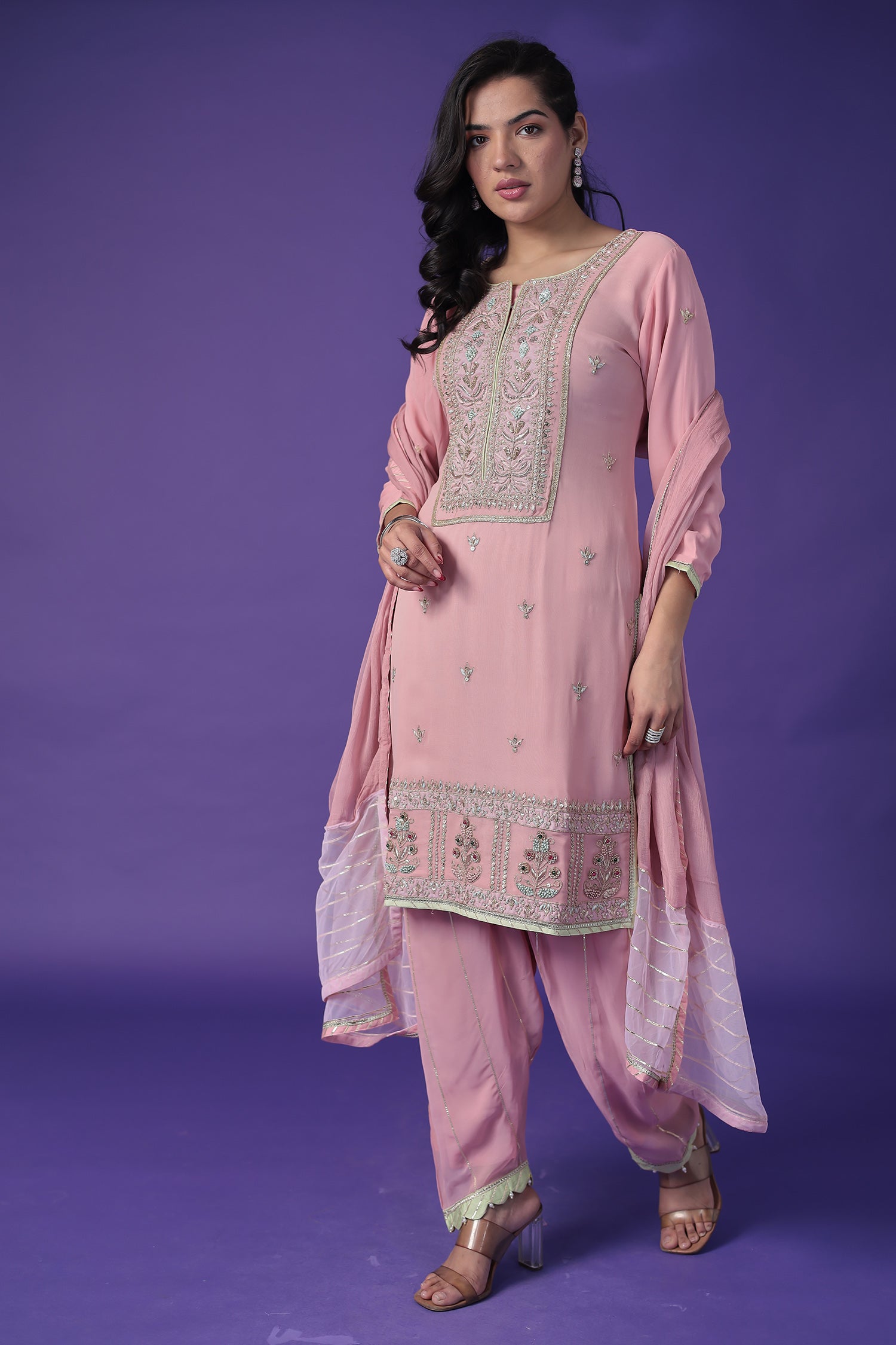 Georgette Suit with Pearl,Thread & Zardozi work